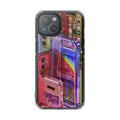 Clear Magnetic Impact Phone Case — Retro Rainbow Cassette Design