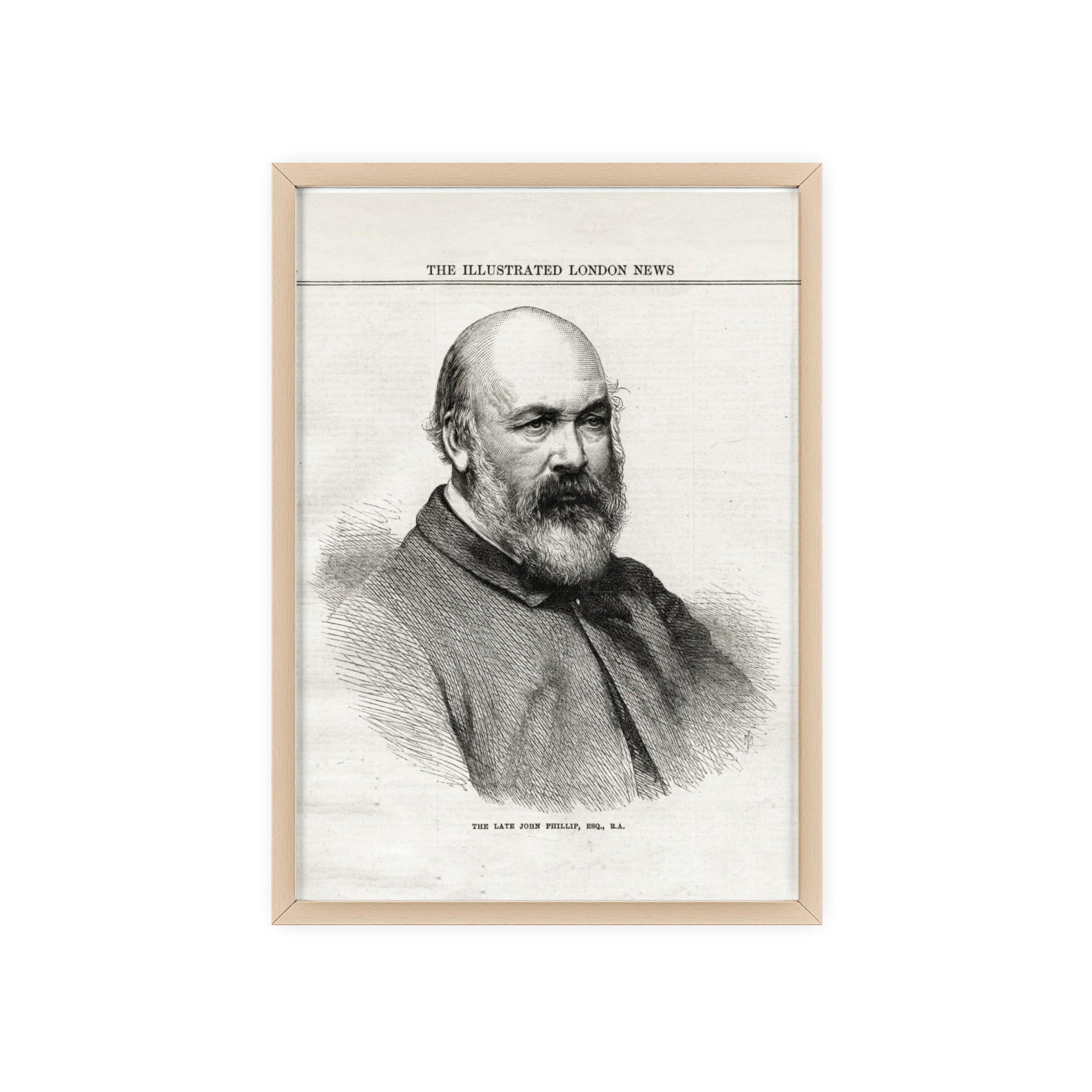 The Late John Phillip, Esq. Framed Vintage Portrait Print — Illustrated London News Gentleman Poster