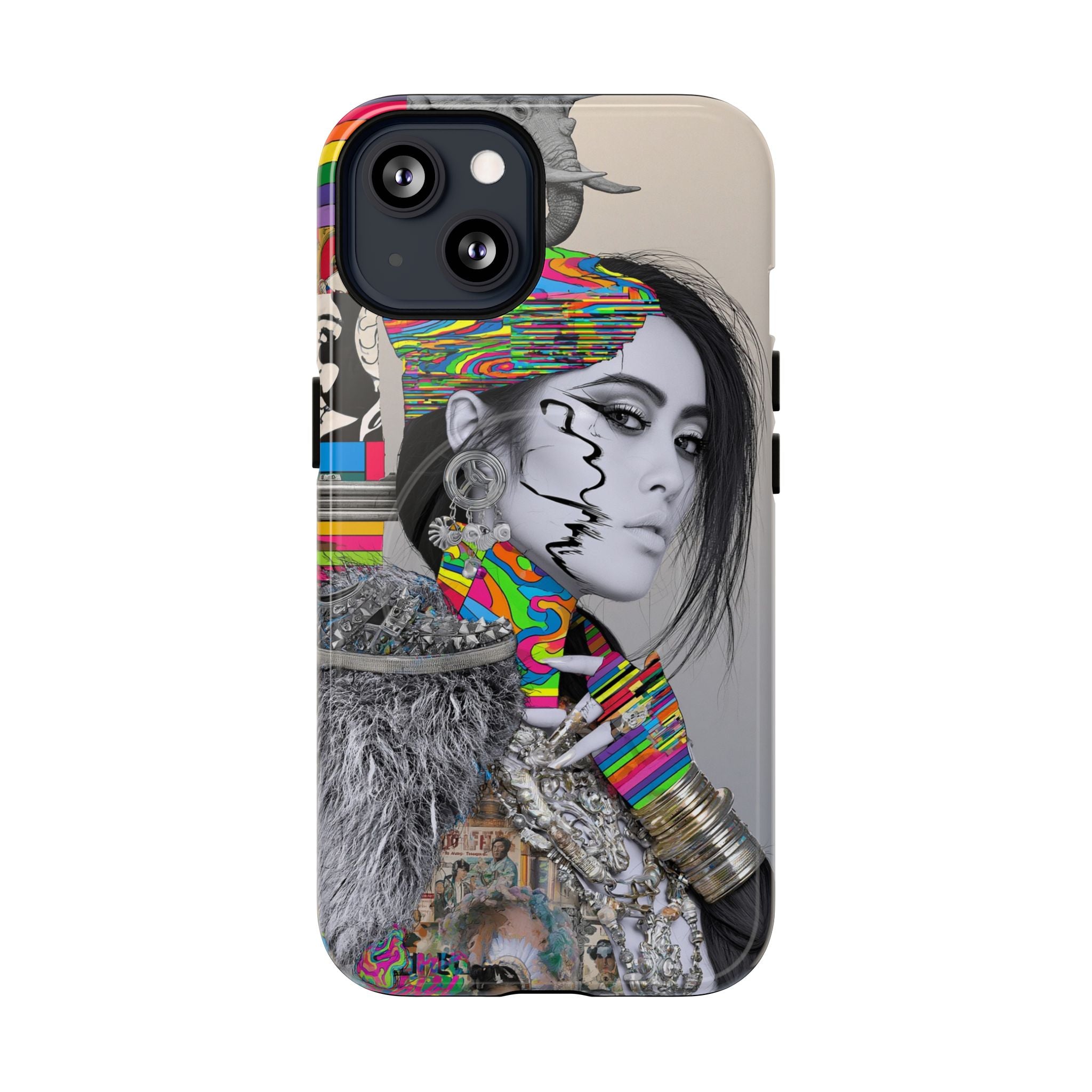 Phone Case - Colorful Glitch Portrait Tough Magnetic Case