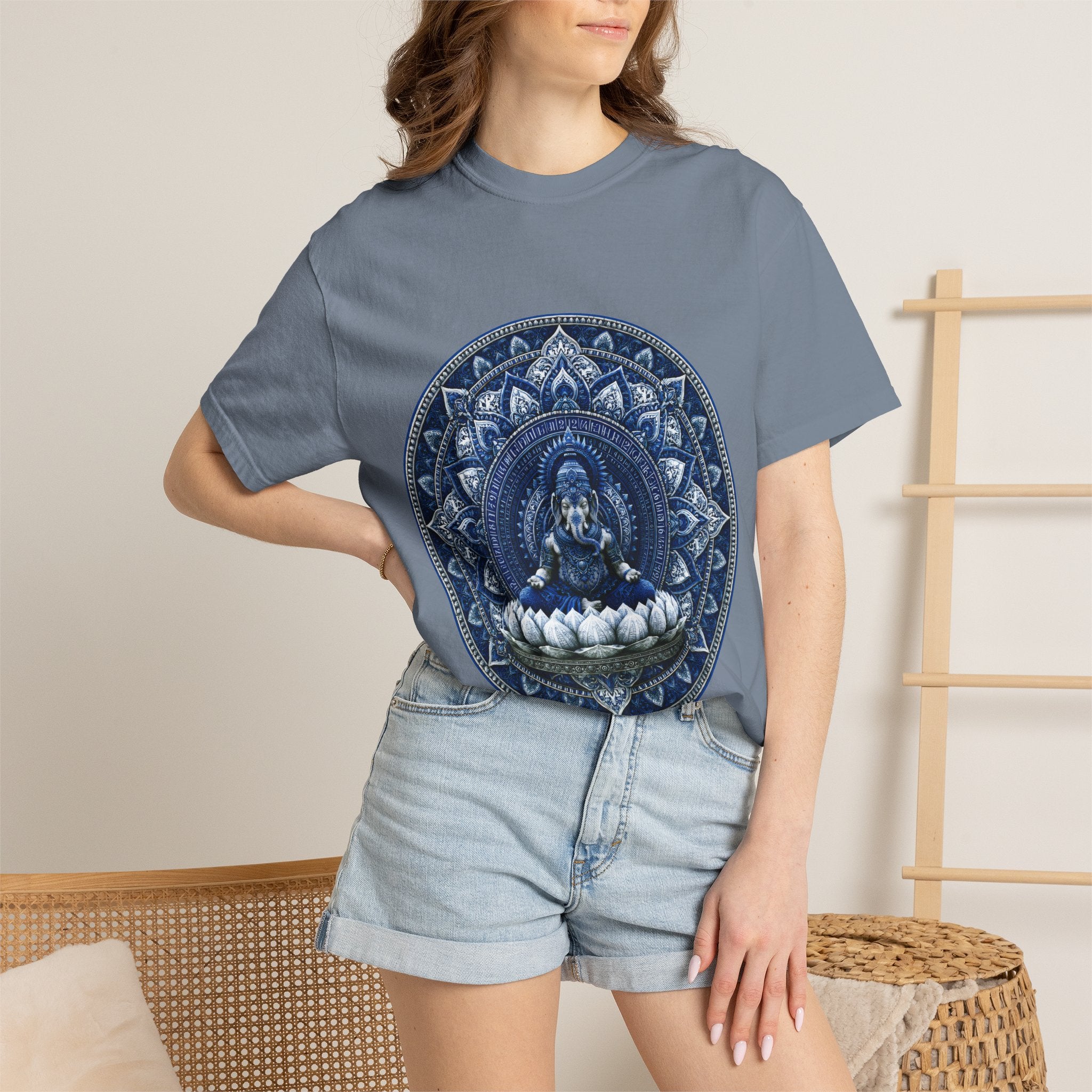 Lotus Mandala T-Shirt — Blue Ganesh Yoga Tee