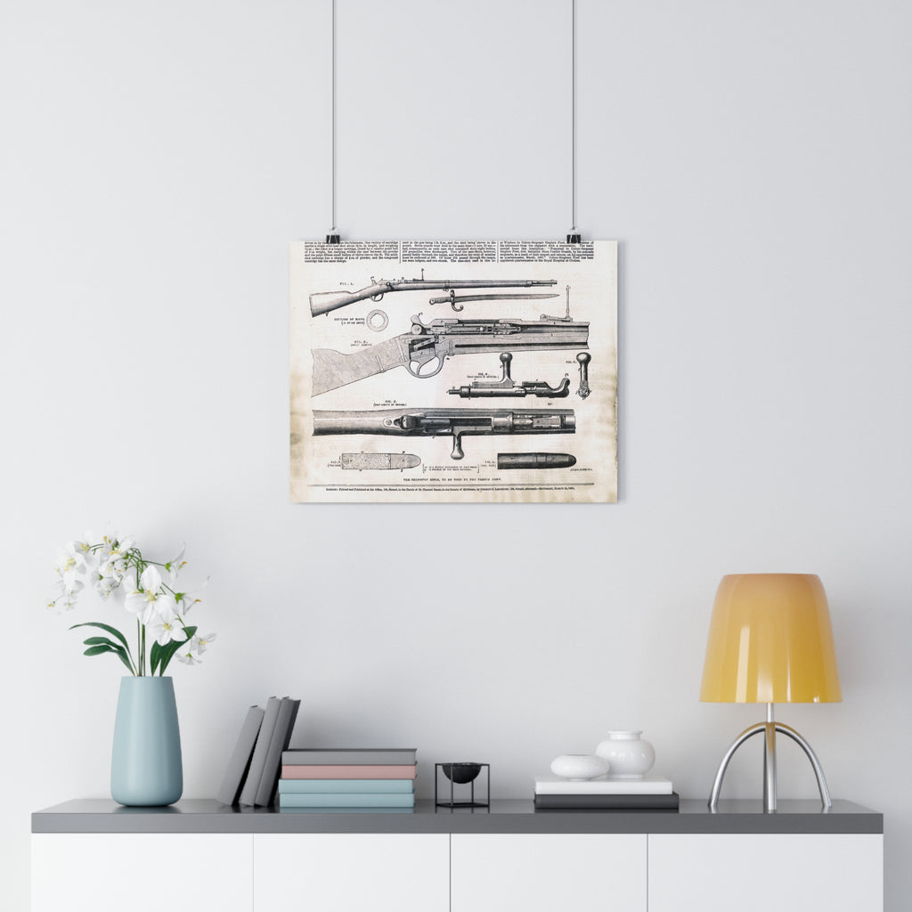 Vintage Rifle Patent Poster – Antique Firearm Blueprint Wall Art
