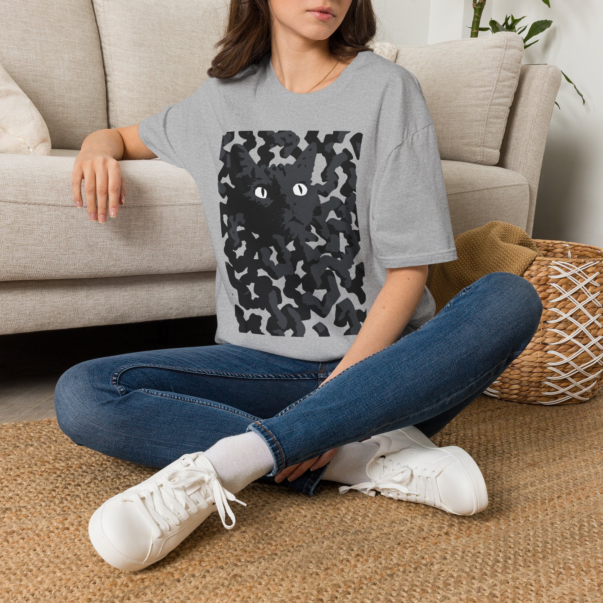 Black Cat Camouflage Graphic T‑Shirt