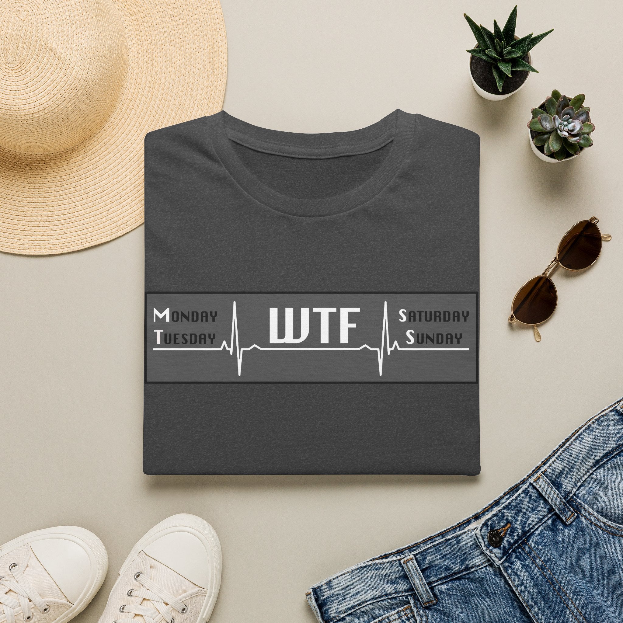 T-Shirt — WTF Weekday Pulse Graphic Tee (Monday–Sunday)