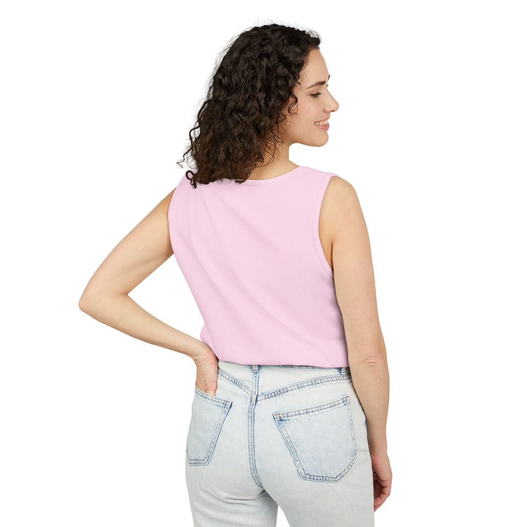 Spiral Text Art Tank Top — Monochrome Optical Typography Tee