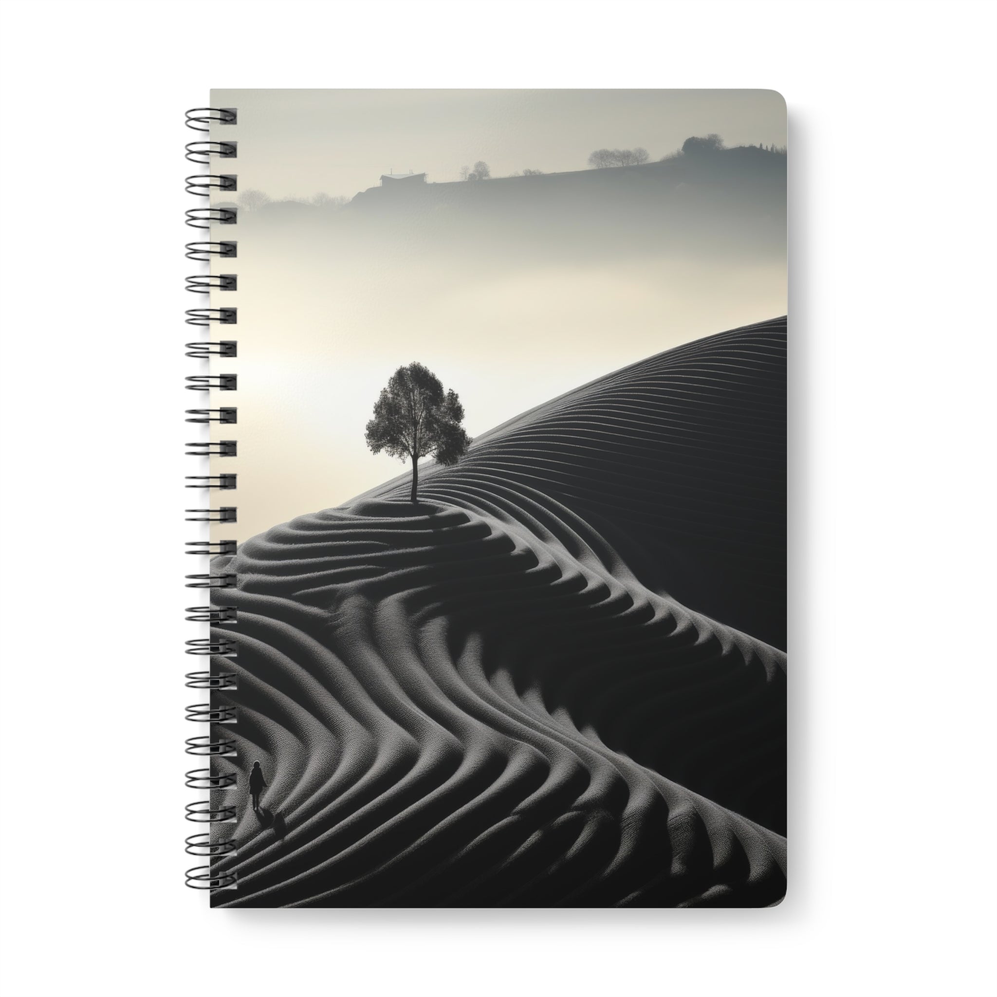 A5 Wirobound Notebook — Minimalist Desert Dunes Tree Journal
