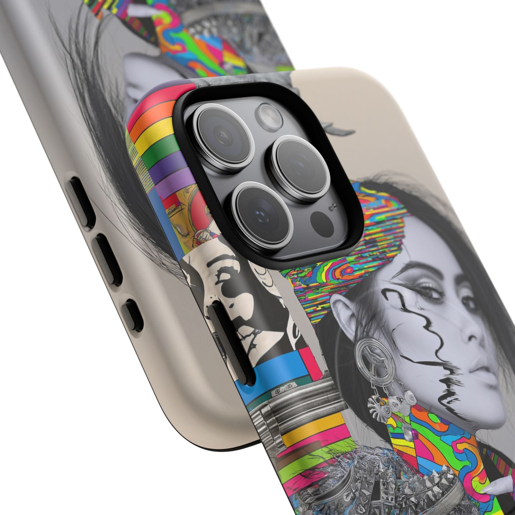 Phone Case - Colorful Glitch Portrait Tough Magnetic Case