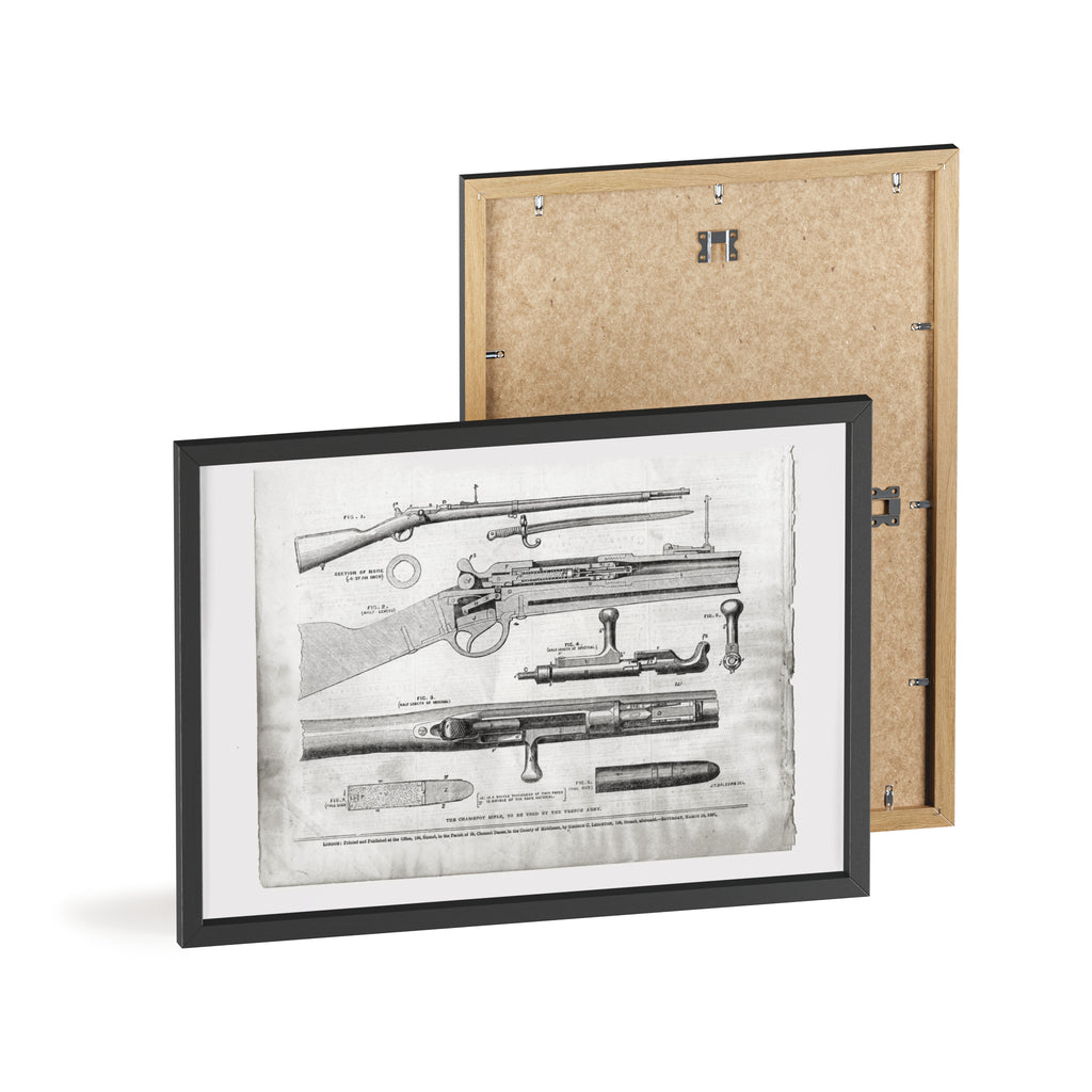 Antique Rifle Patent Poster — Framed Vintage Firearm Print