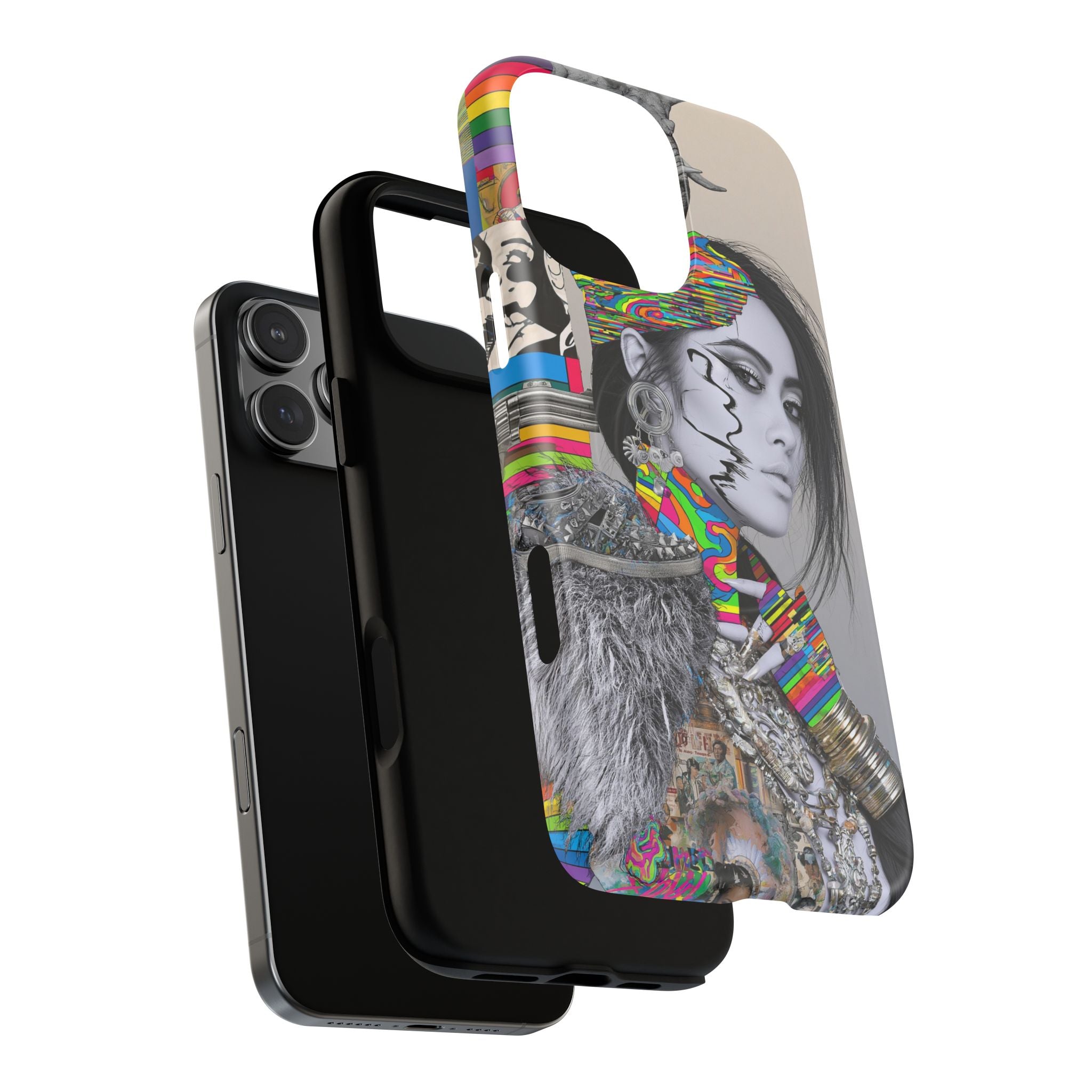 Phone Case - Colorful Glitch Portrait Tough Magnetic Case