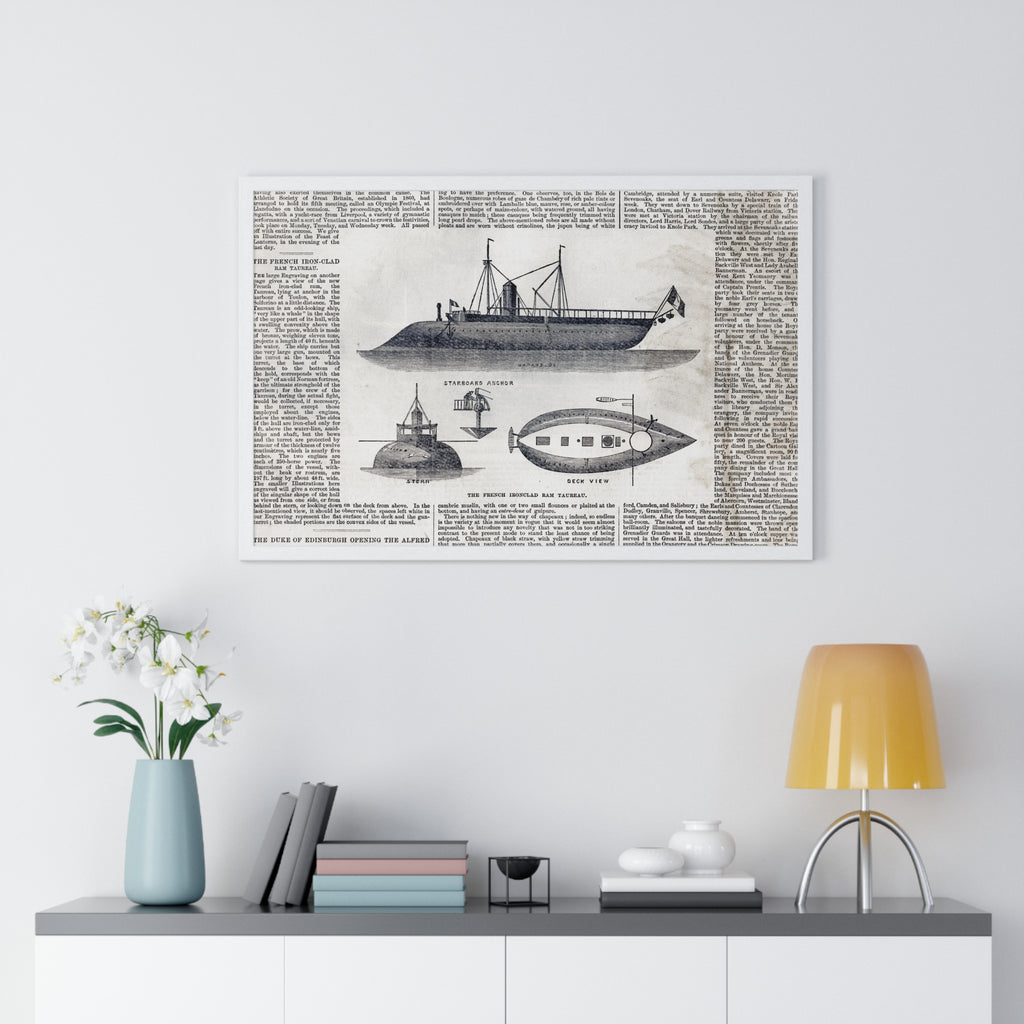 Framed Nautical Patent Poster — Vintage Submarine & Ship Illustration