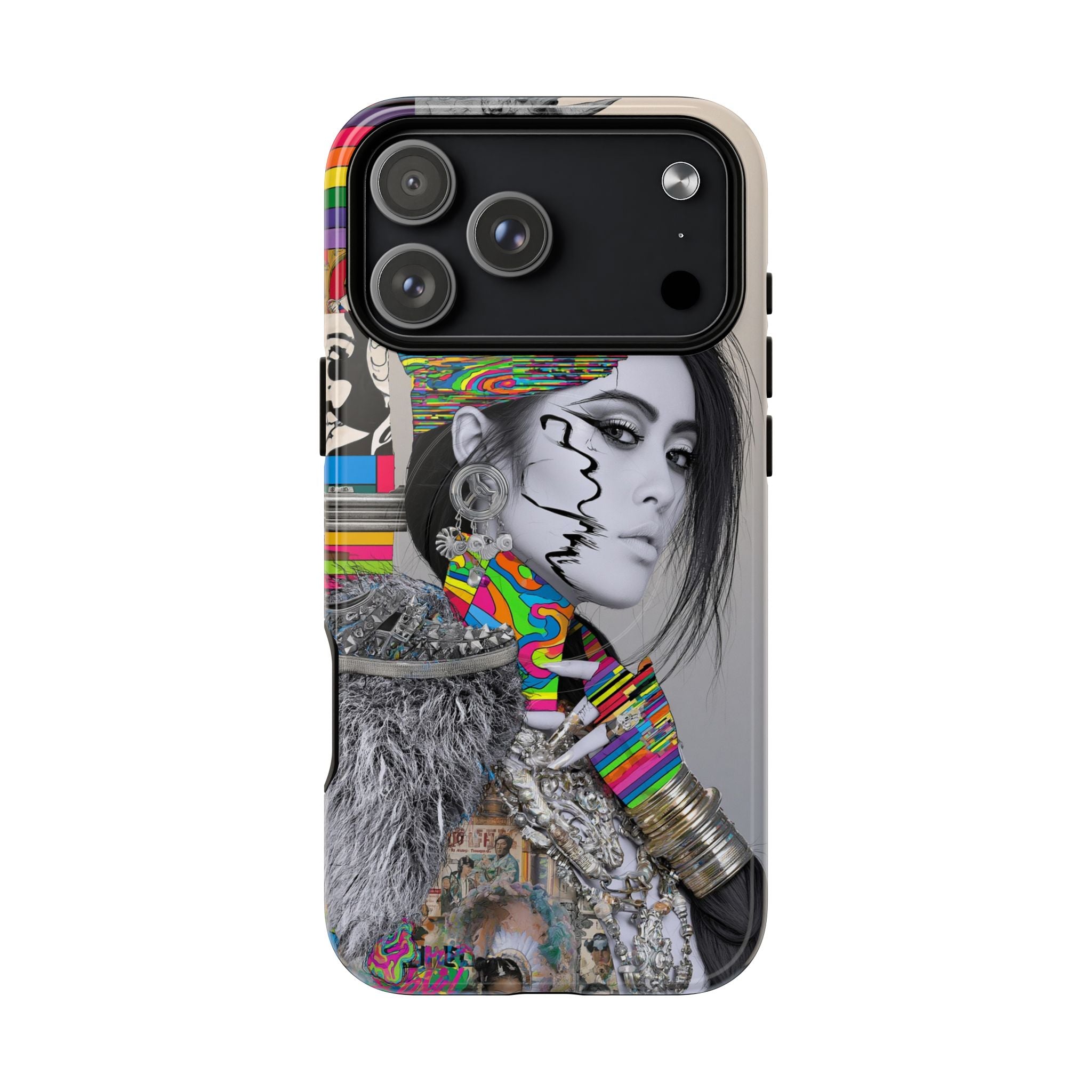 Phone Case - Colorful Glitch Portrait Tough Magnetic Case