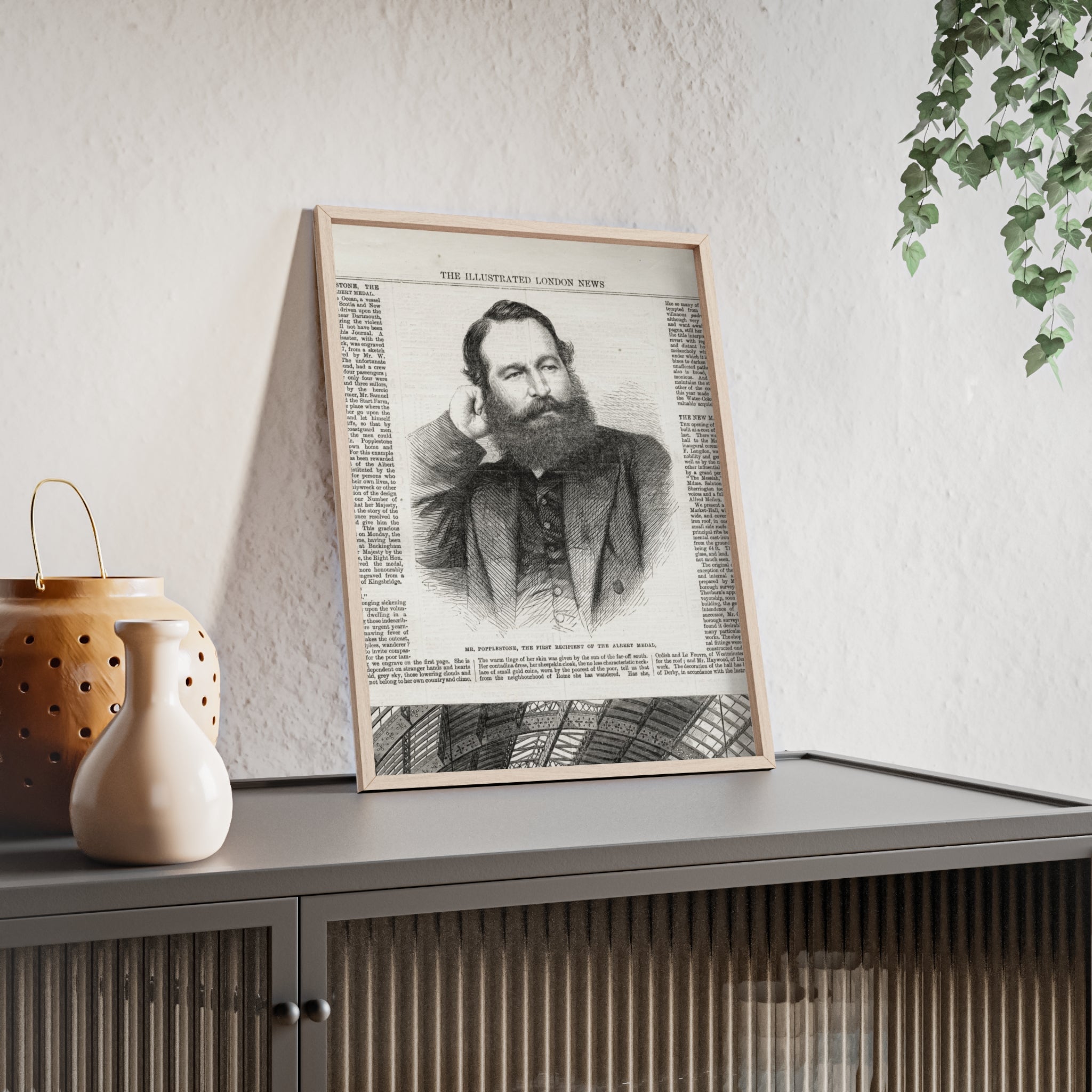 Mr. Popplestone, the first recipient of the Albert Medal. Vintage Illustrated London News Portrait Poster — Framed Wood Print