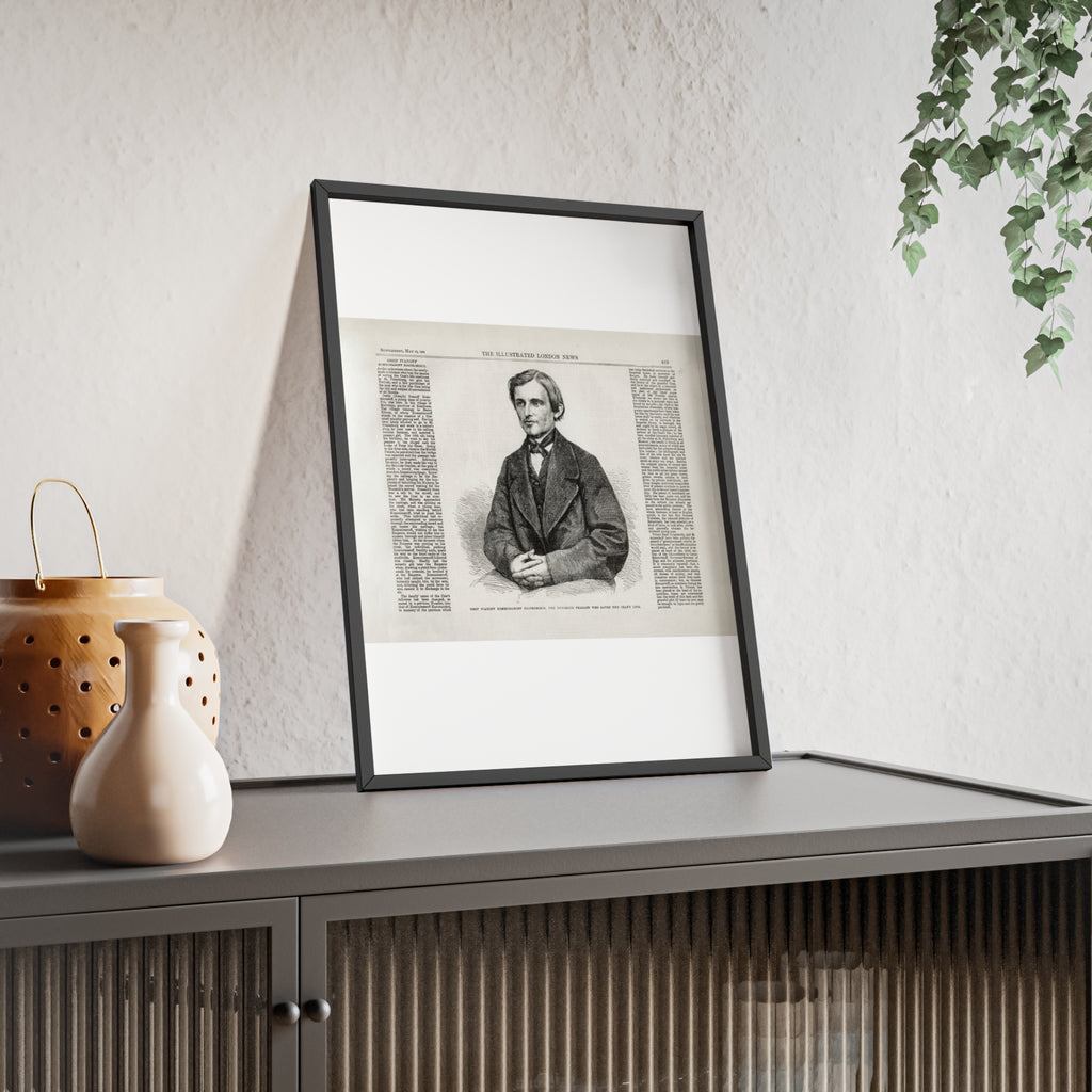 OSSIP IVANOFF, the peasant who saved the CZAR's Life. Vintage Illustrated Portrait Poster with Wooden Frame — Antique Newspaper Art Print