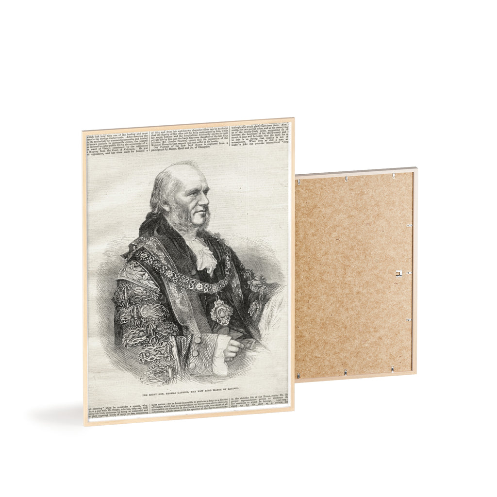 The Right Hon.Thomas Gabriel, the New Lord Mayor of London. Vintage Illustrated Statesman Poster with Black Wooden Frame