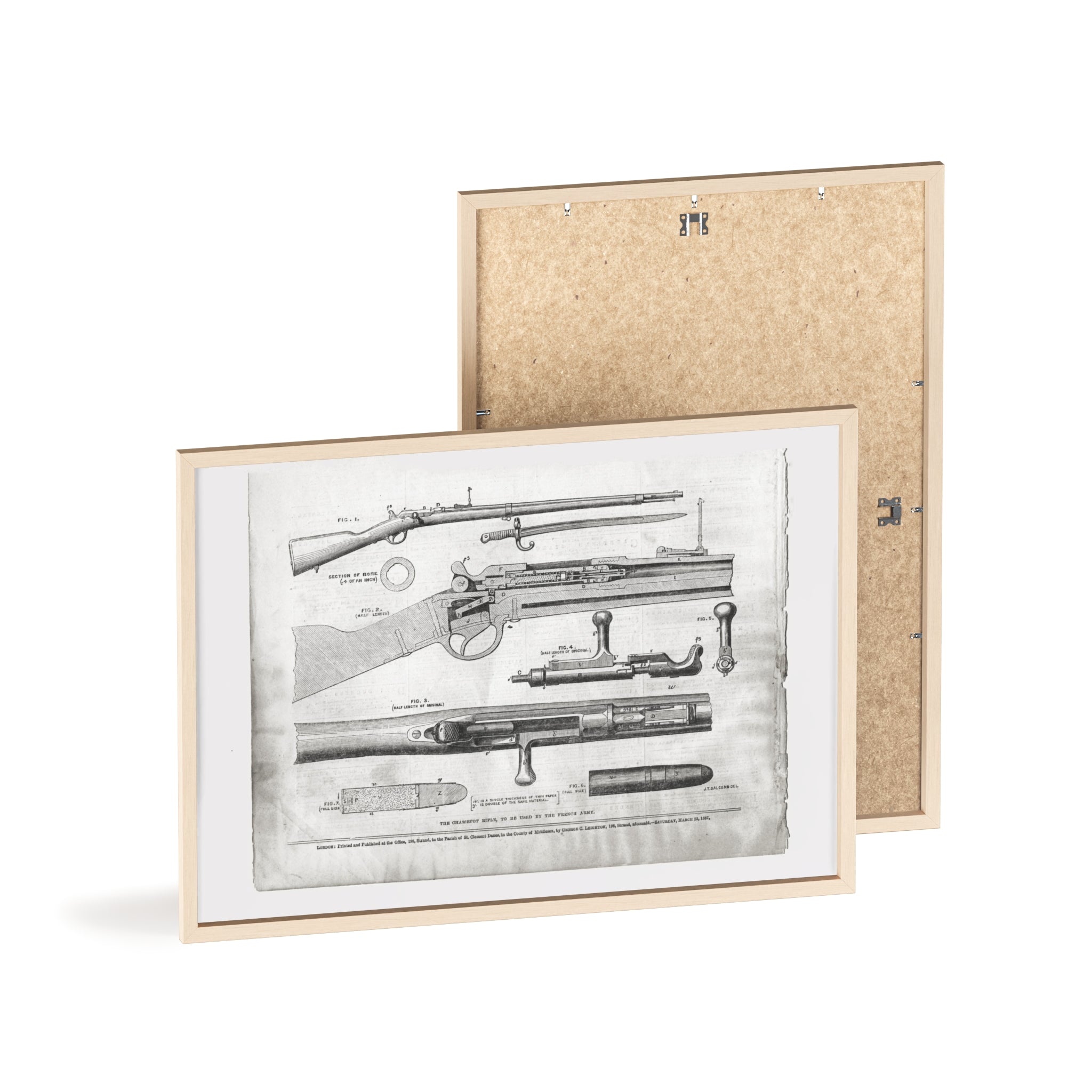 Antique Rifle Patent Poster — Framed Vintage Firearm Print