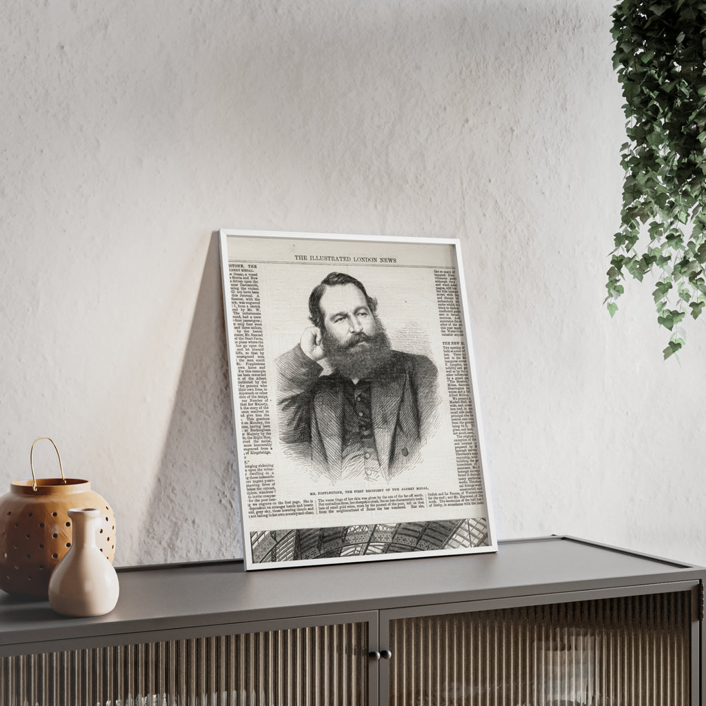 Mr. Popplestone, the first recipient of the Albert Medal. Vintage Illustrated London News Portrait Poster — Framed Wood Print
