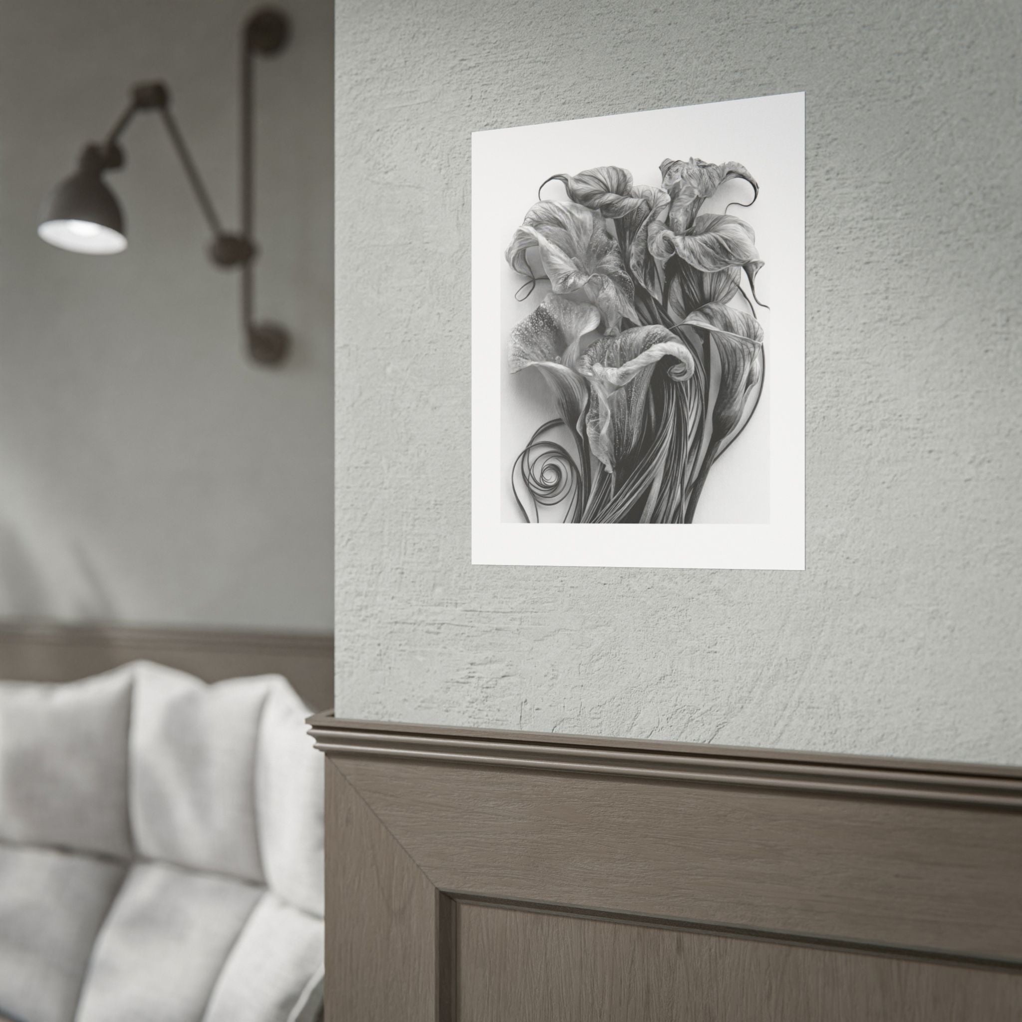 Rolled Poster — Black & White Floral Botanical Art Print