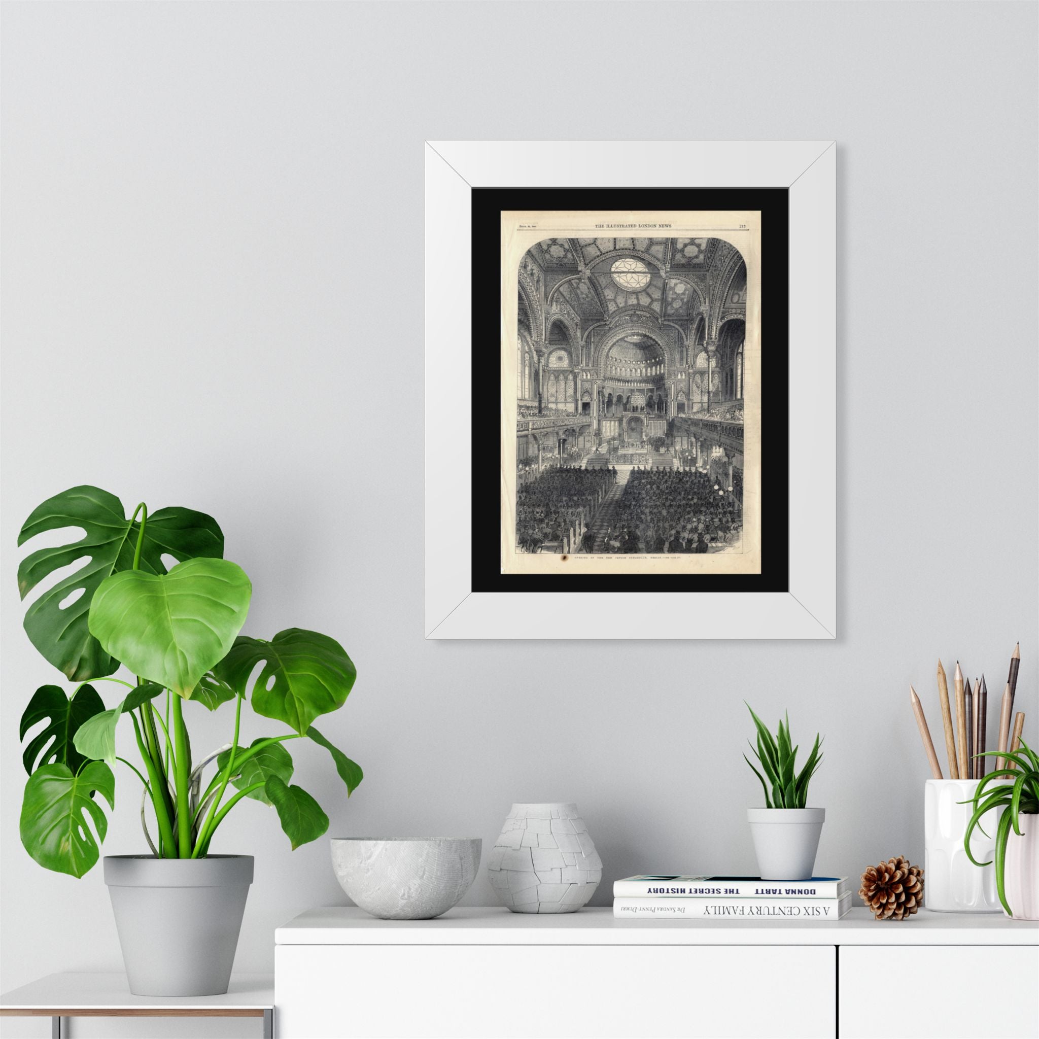 Opening of The New Jewish Synagogue, Berlin. Framed Poster - Vintage Church Interior Print (Antique Architectural Illustration)