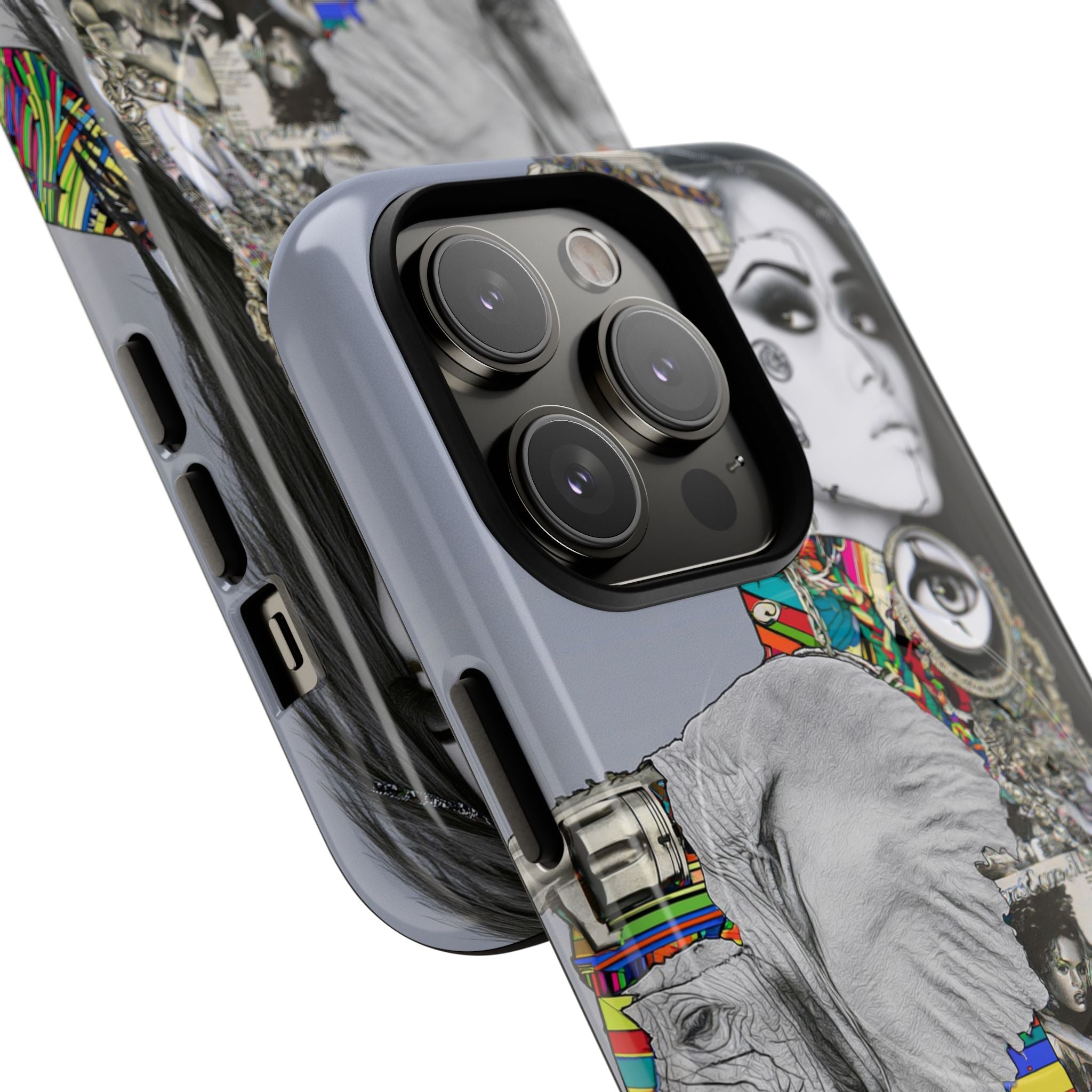 Artistic Elephant Collage Phone Case — Tough Magnetic Protective Cover