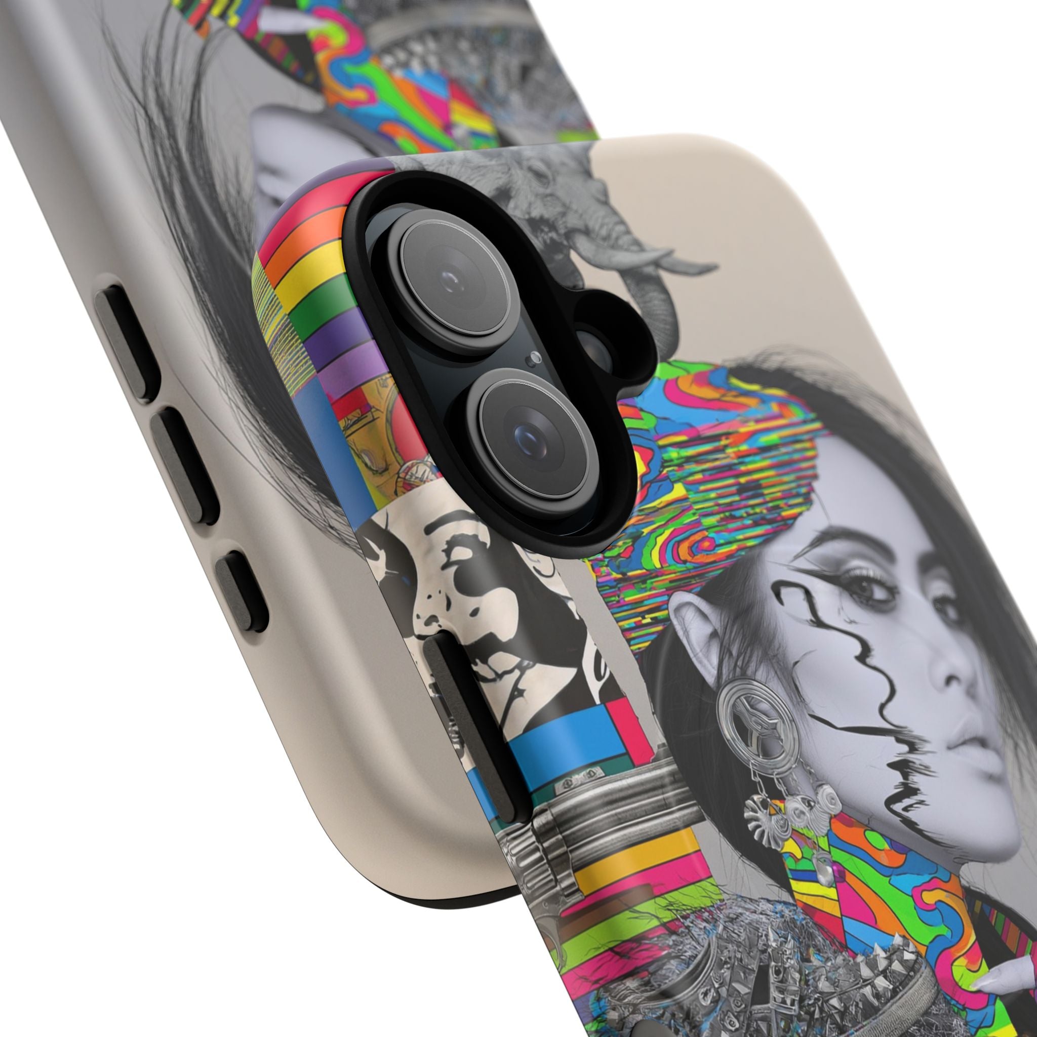 Phone Case - Colorful Glitch Portrait Tough Magnetic Case