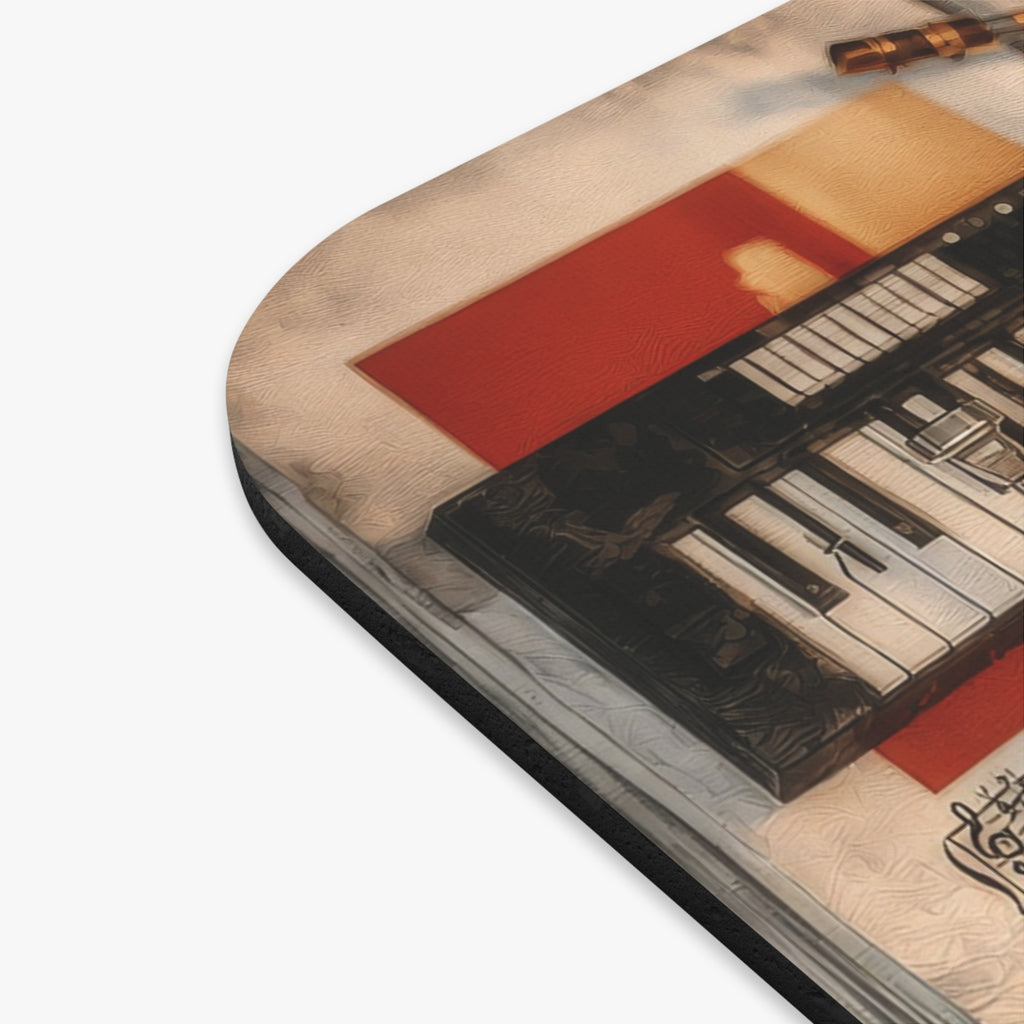Music Instruments Mouse Pad — Vintage Violin, Saxophone & Keyboard Desk Mat