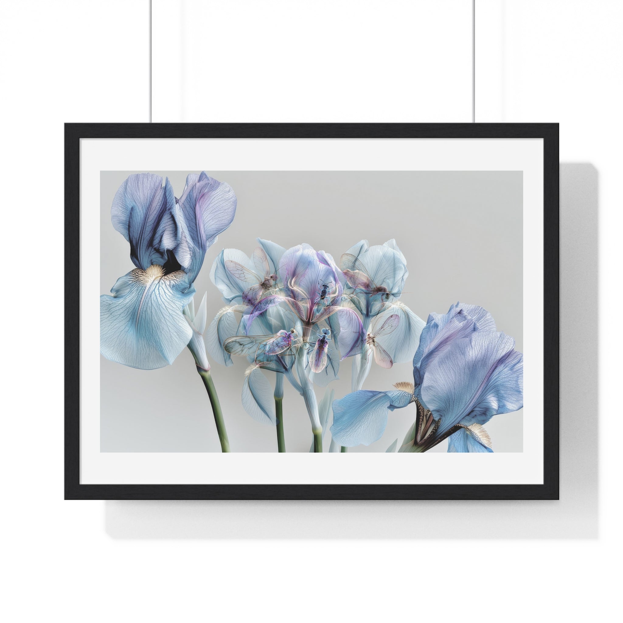 Blue Iris Floral Framed Poster — Botanical Wall Art Print