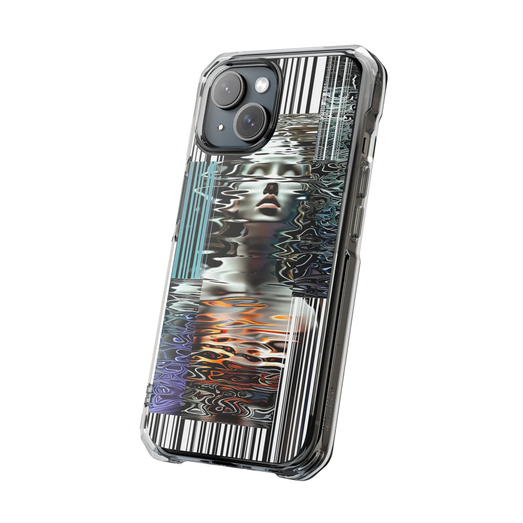 Magnetic Clear Impact Case — Glitch Portrait Art Phone Case