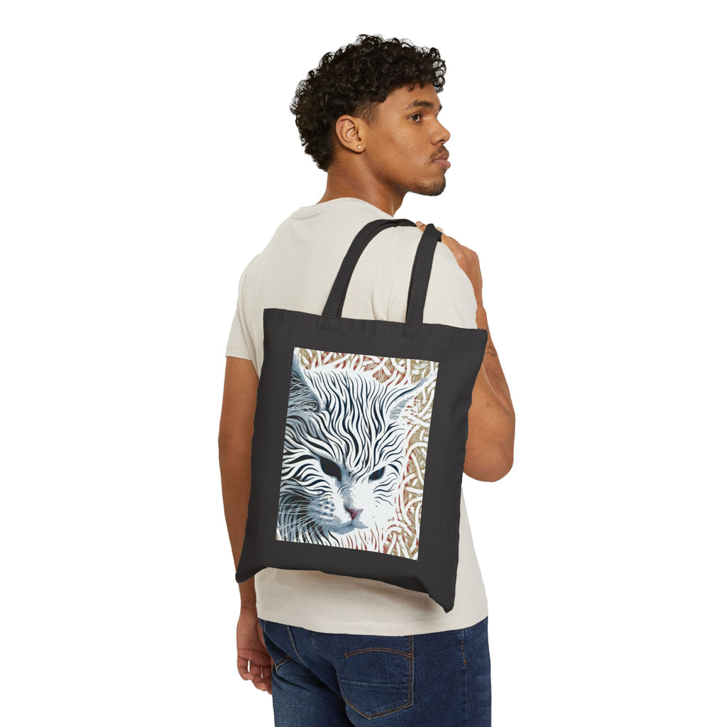 Cat Portrait Canvas Tote — Artistic Sleeping Cat Eco Shopper