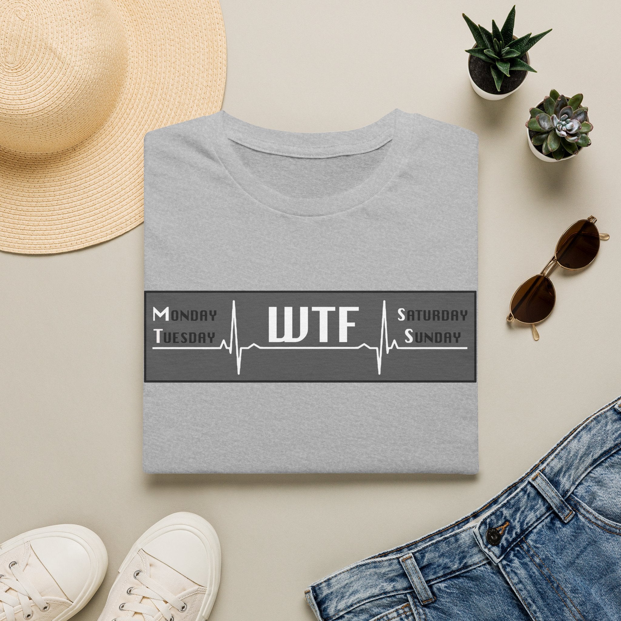T-Shirt — WTF Weekday Pulse Graphic Tee (Monday–Sunday)
