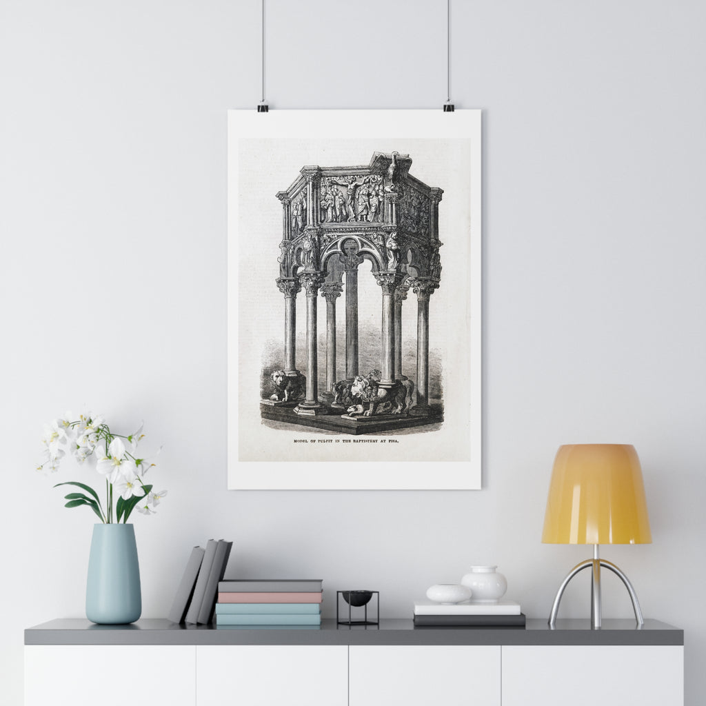 Antique Baptistery Illustration Poster — Vintage Architectural Print