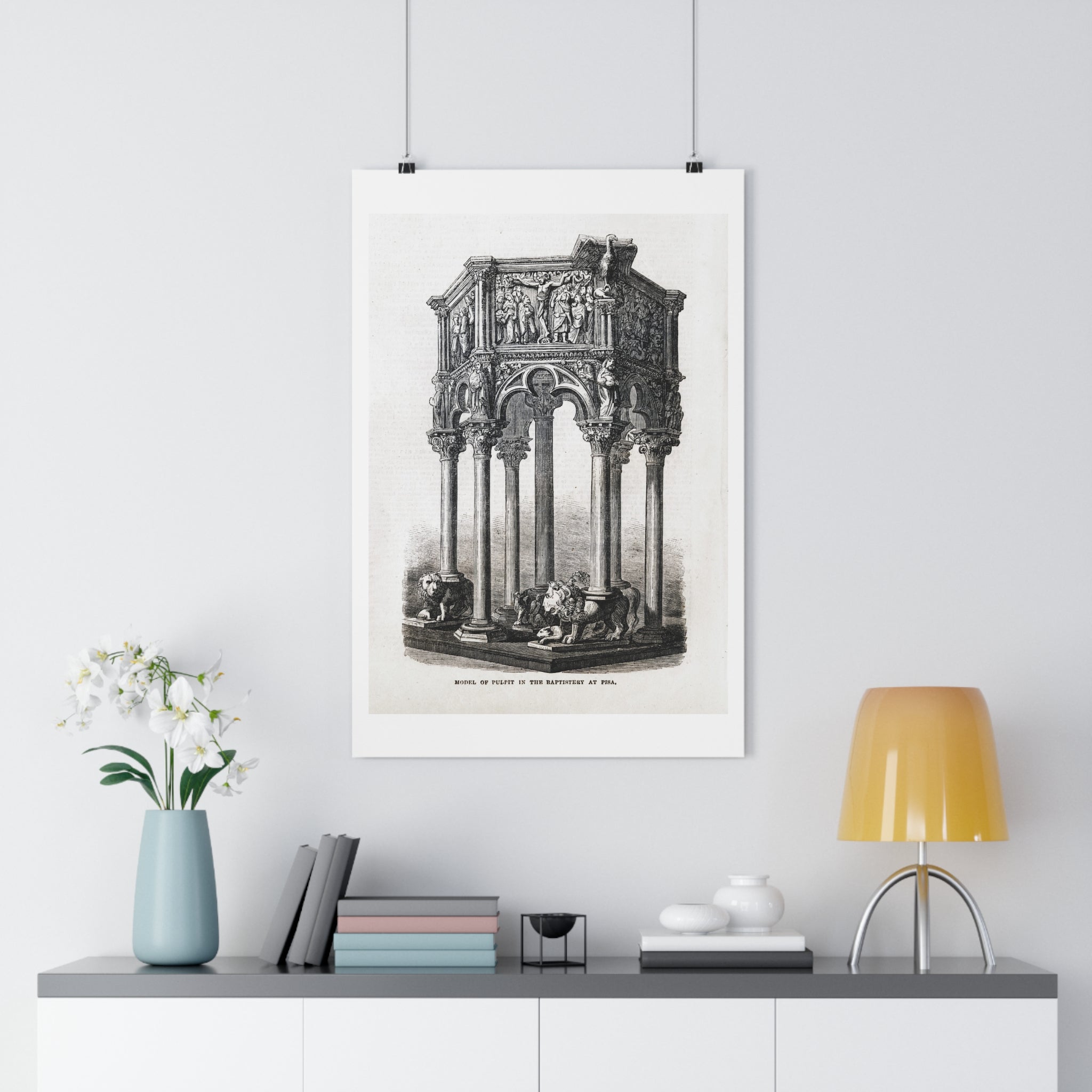 Antique Baptistery Illustration Poster — Vintage Architectural Print