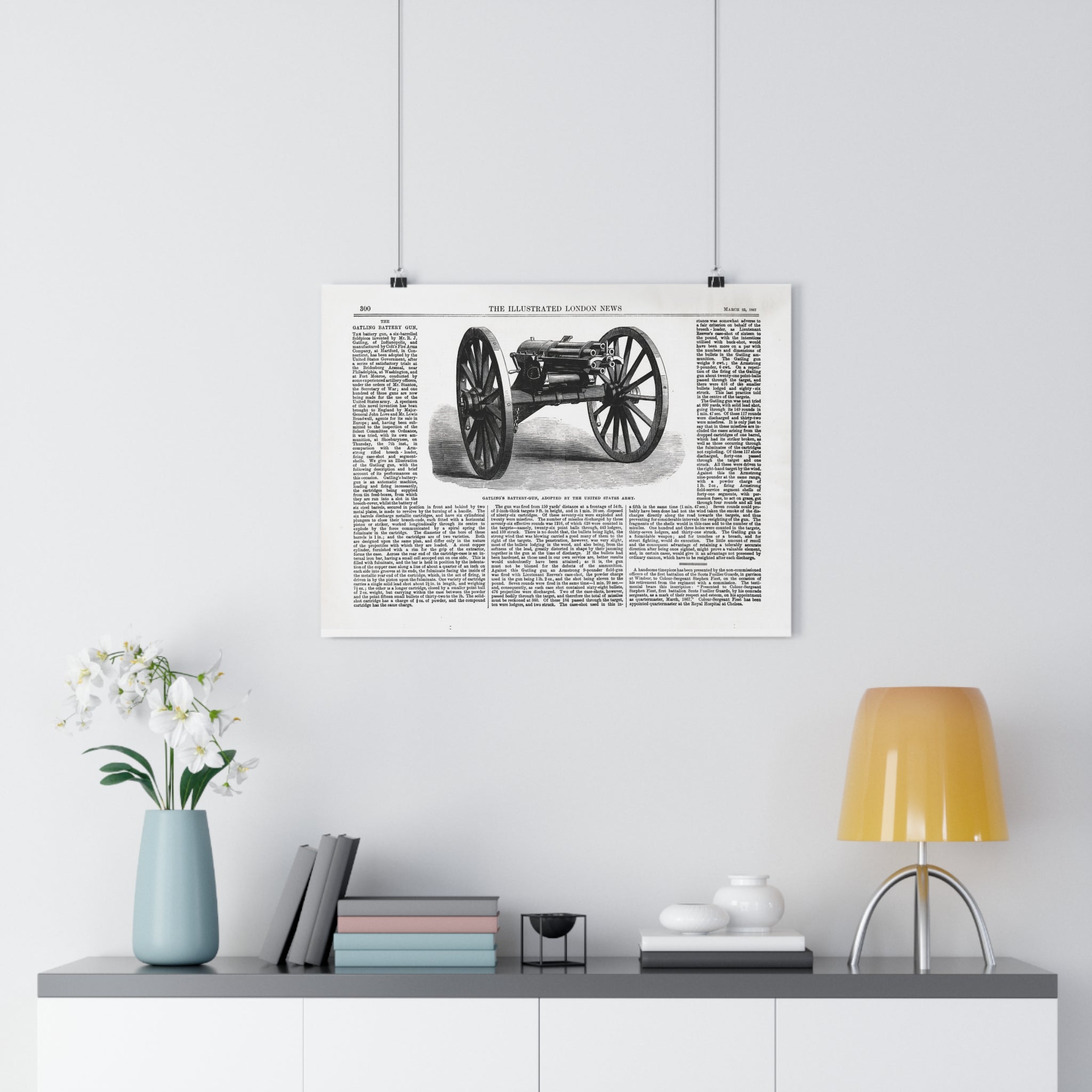 Vintage Cannon Illustration Poster — Antique Newspaper Print Wall Art