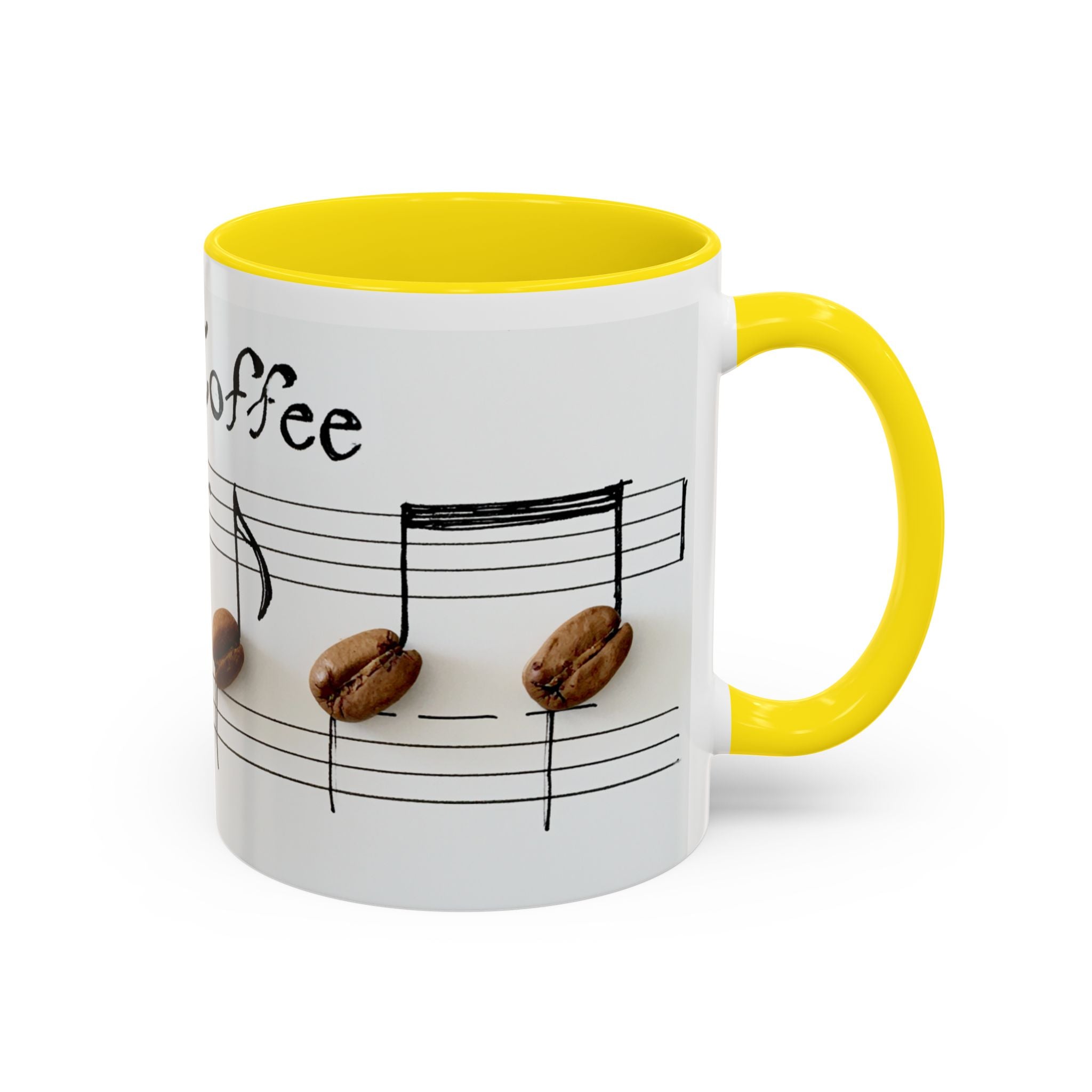 Coffee Lover Music Mug — "Love Coffee" Musical Notes Accent Mug (11/15 oz)