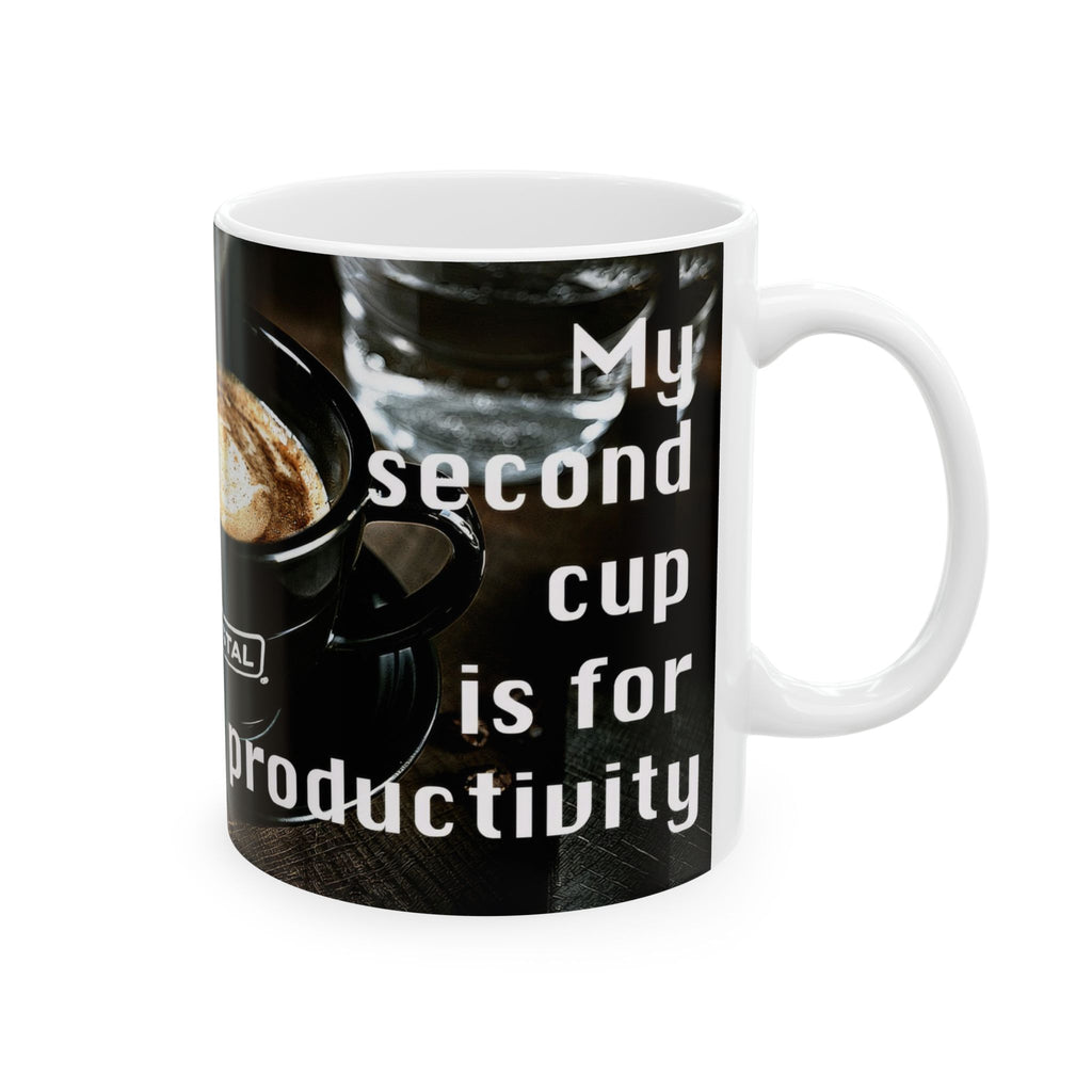 Coffee Lover Ceramic Mug — 'My Second Cup Is Just For Basic Survival' Inspirational Coffee Quote Mug (11oz & 15oz)