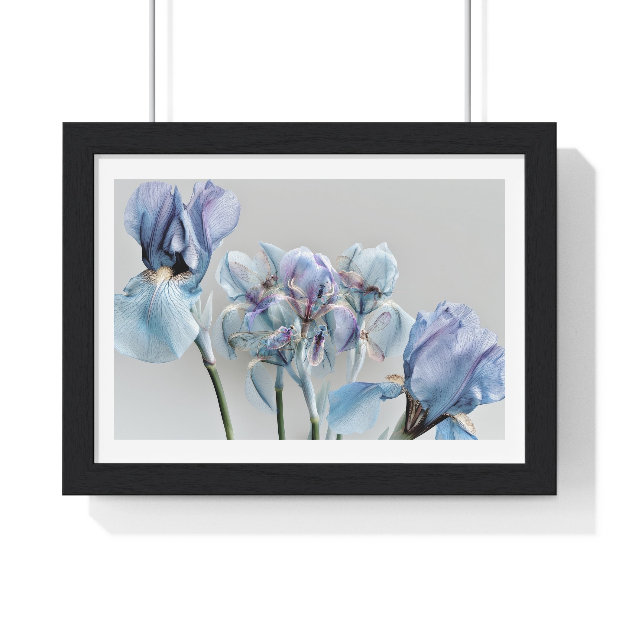 Blue Iris Floral Framed Poster — Botanical Wall Art Print