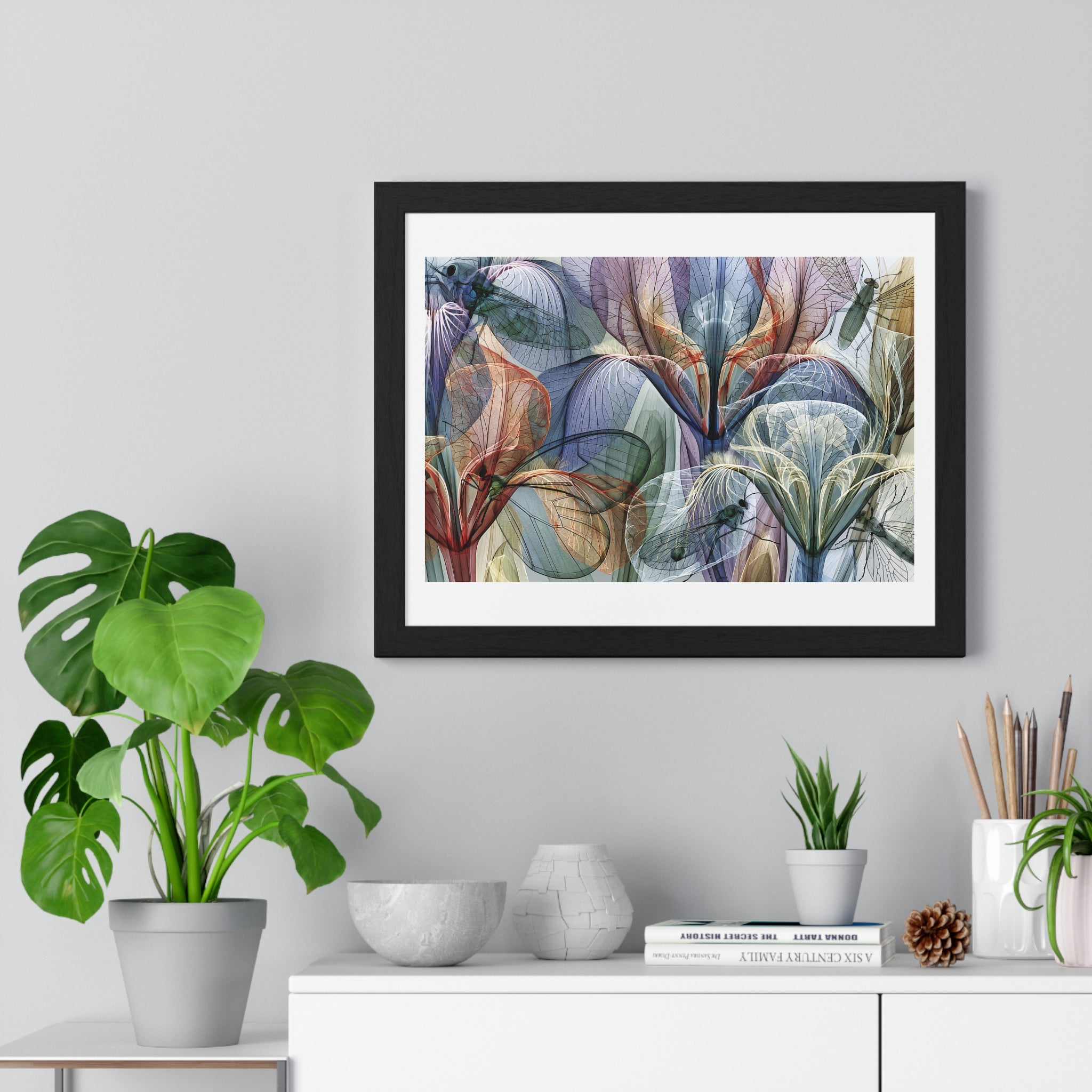 Framed Floral Art Print — Abstract Translucent Lily Poster