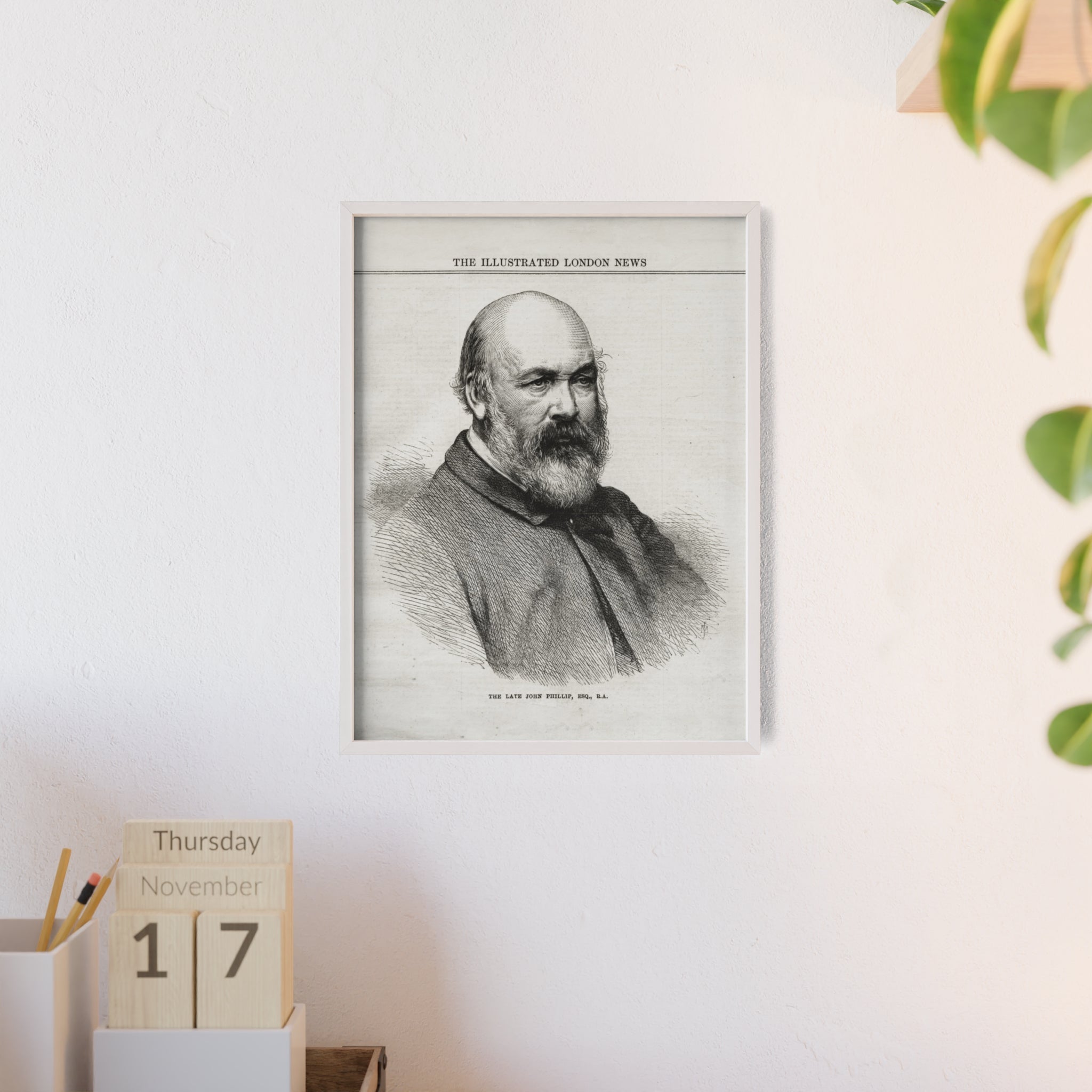 The Late John Phillip, Esq. Framed Vintage Portrait Print — Illustrated London News Gentleman Poster