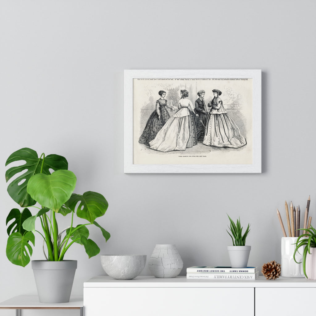 Vintage Fashion Print Framed Poster — Paris Fashion — 19th Century Ladies Illustration