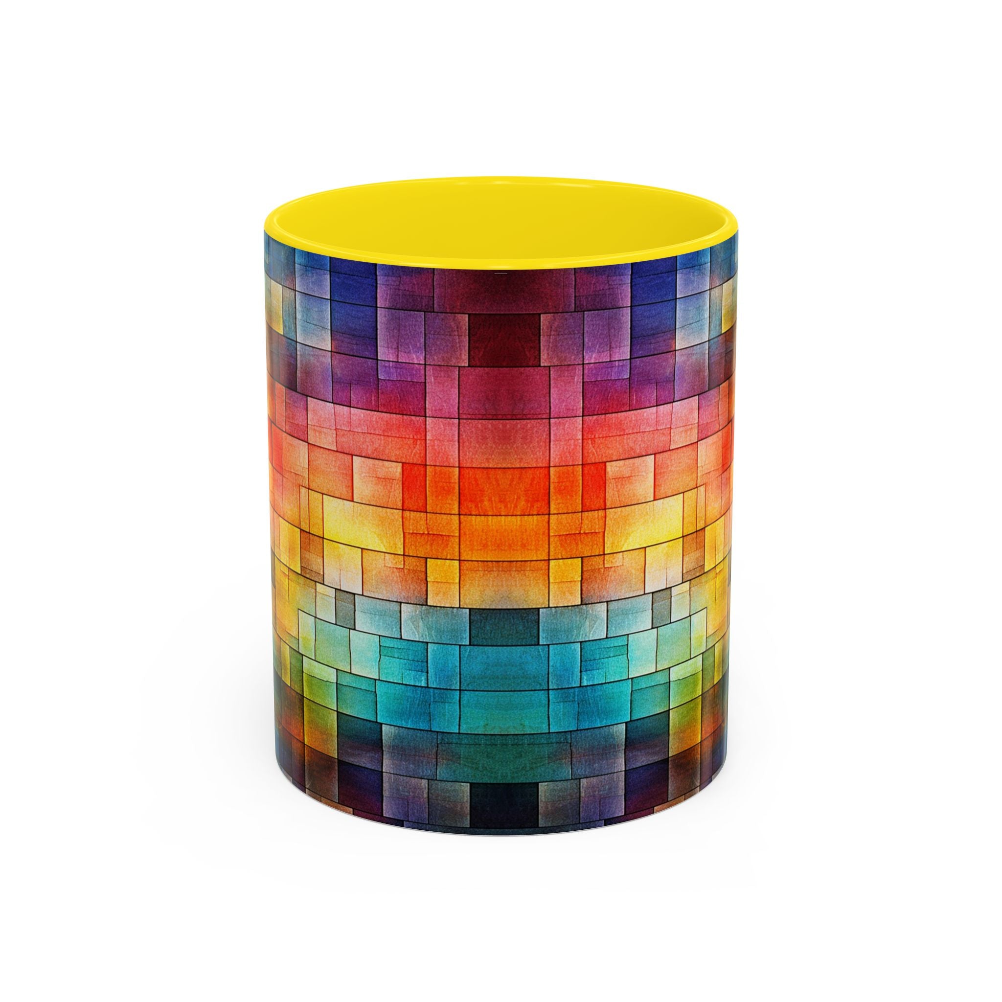 Colorful Mosaic Accent Coffee Mug - Vibrant Geometric Pattern (11/15 oz)