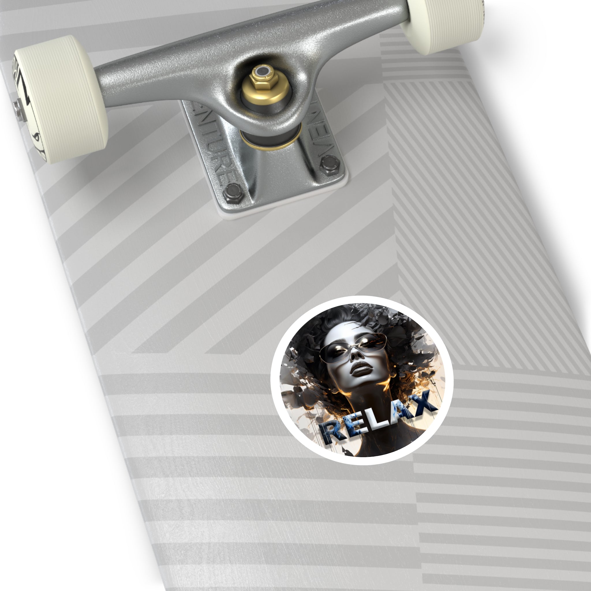 Relax Afro Diva Round Sticker — Stylish Indoor/Outdoor Laptop Decal