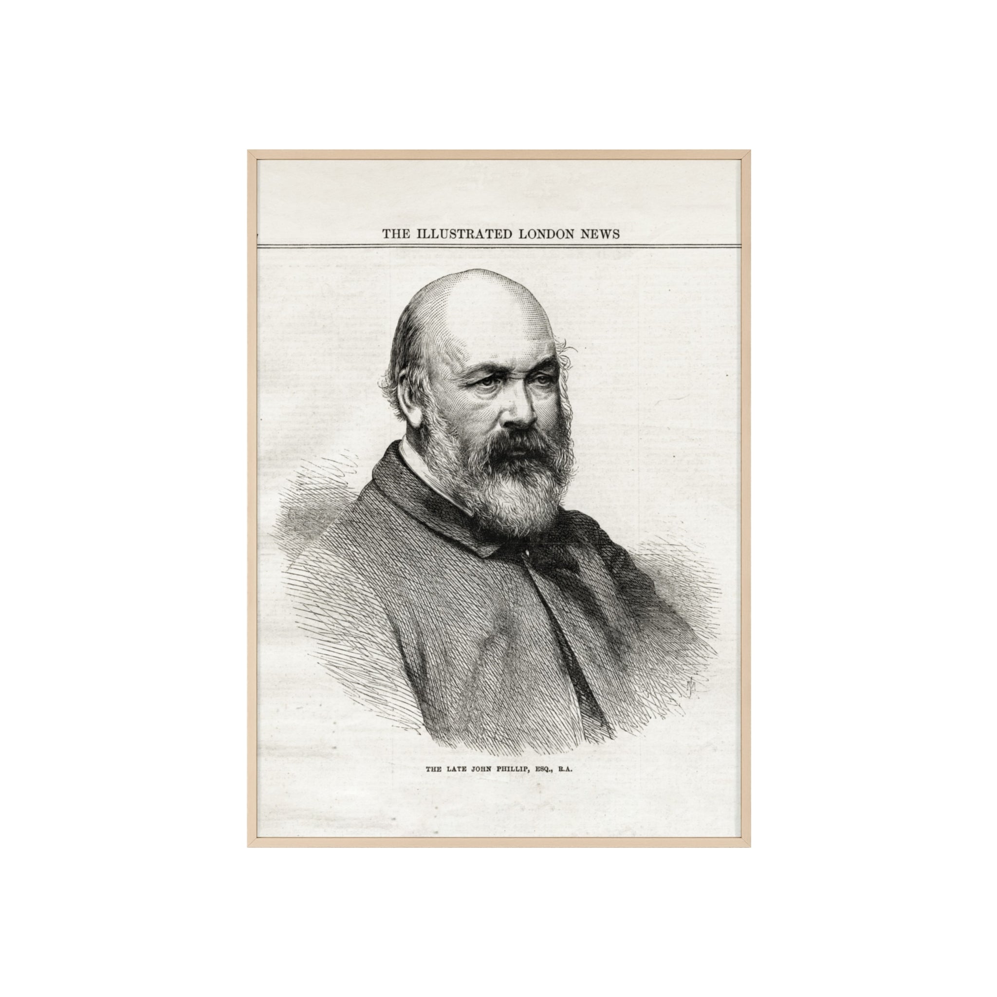 The Late John Phillip, Esq. Framed Vintage Portrait Print — Illustrated London News Gentleman Poster