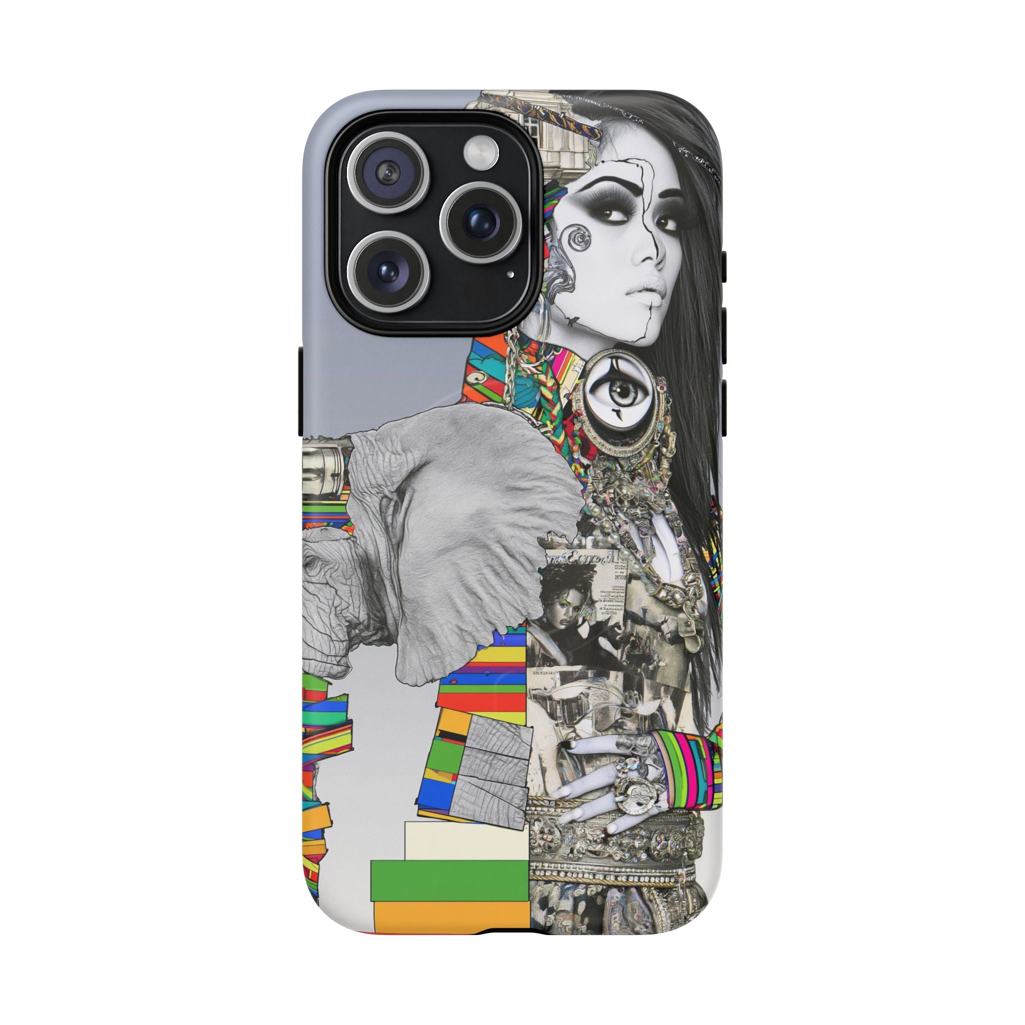 Artistic Elephant Collage Phone Case — Tough Magnetic Protective Cover