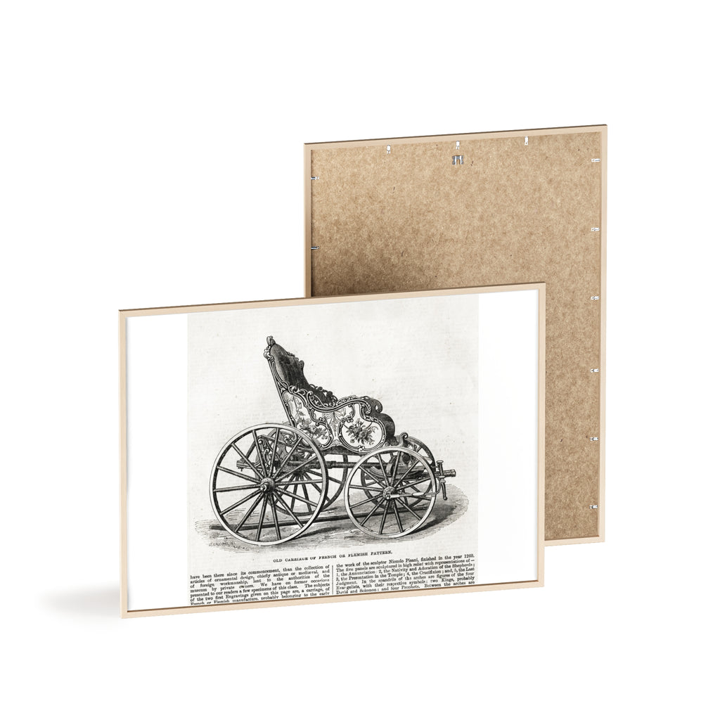 Old Carriage of French or Flemish Pattern. Vintage Carriage Print Poster with Wooden Frame — Antique Transportation Wall Art