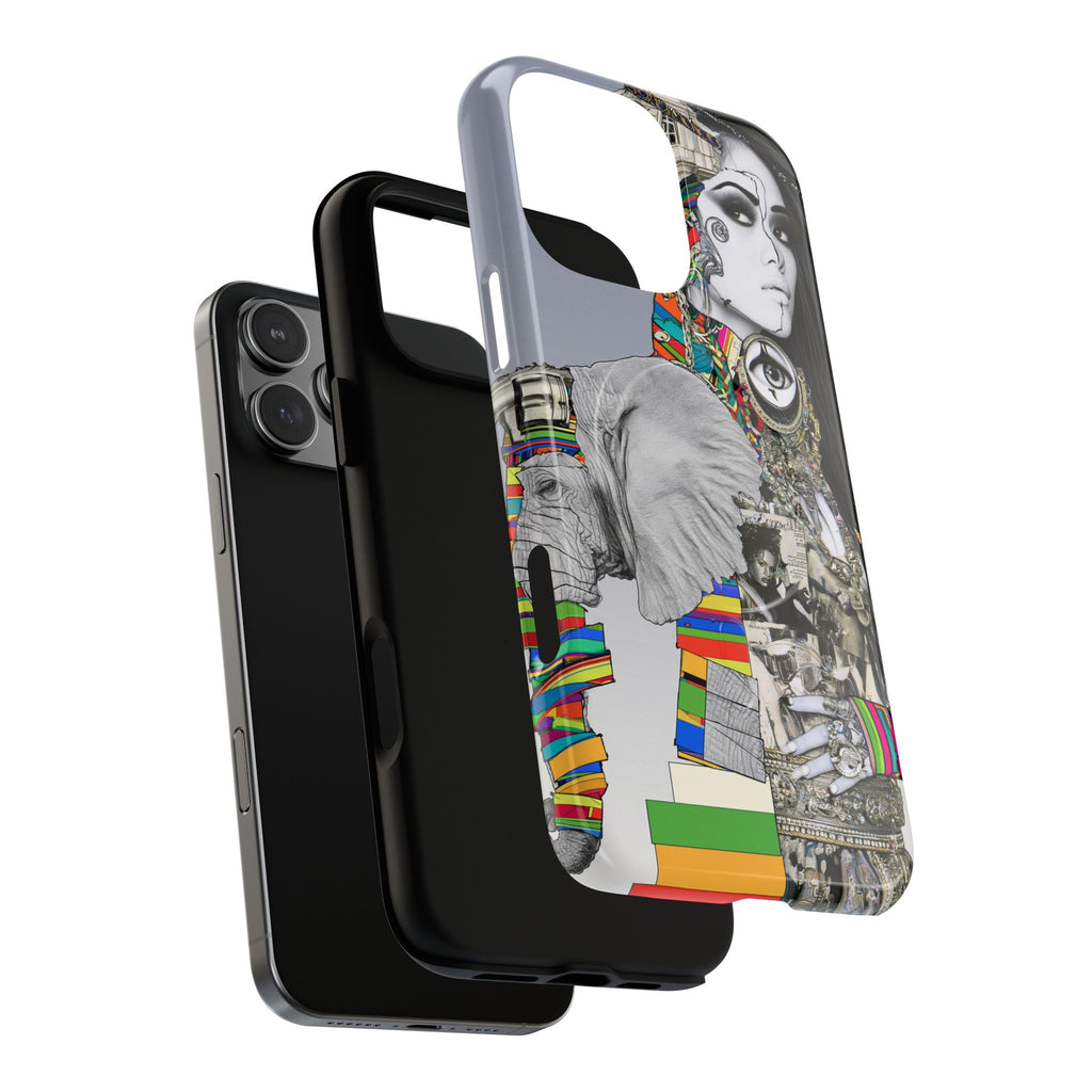 Artistic Elephant Collage Phone Case — Tough Magnetic Protective Cover