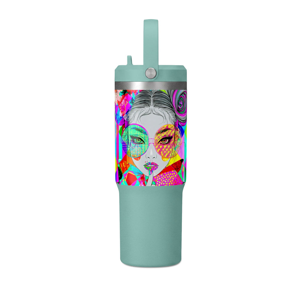 Colorful Pop Art Travel Tumbler – 32oz Nomad Insulated Cup with Retro Sunglasses Design