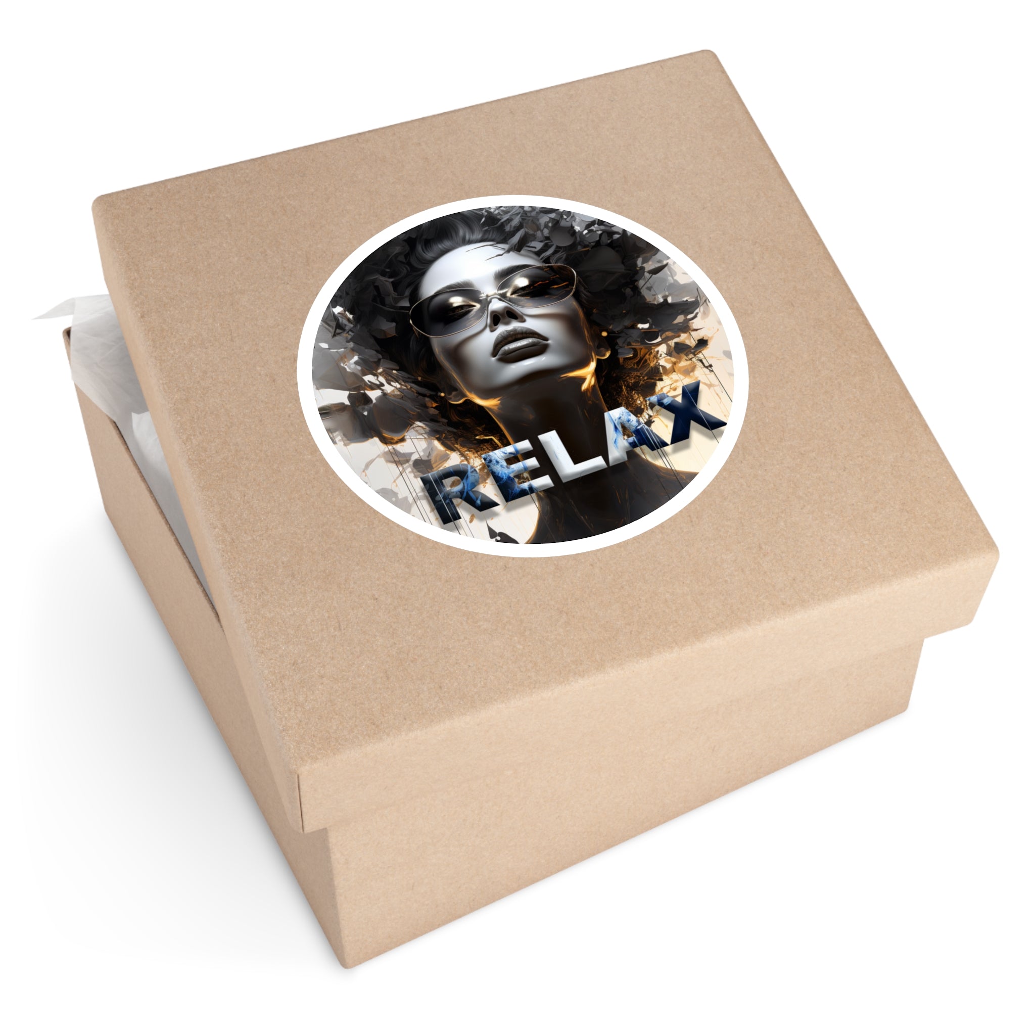 Relax Afro Diva Round Sticker — Stylish Indoor/Outdoor Laptop Decal