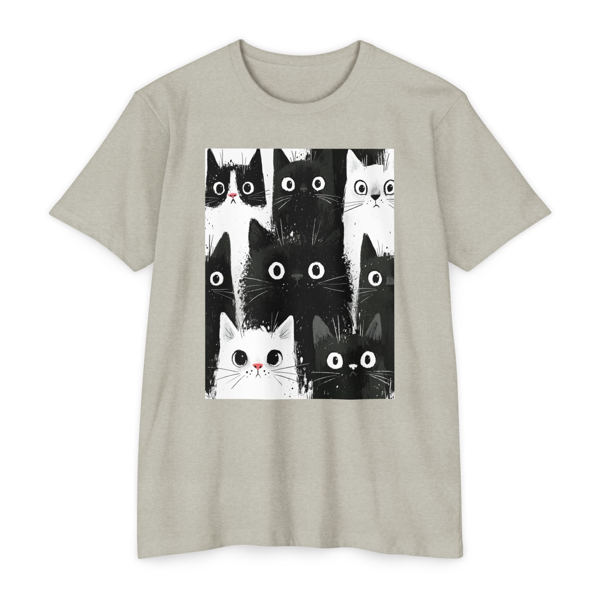 Cat Pack Graphic T-Shirt — Cute Black & White Cats Print