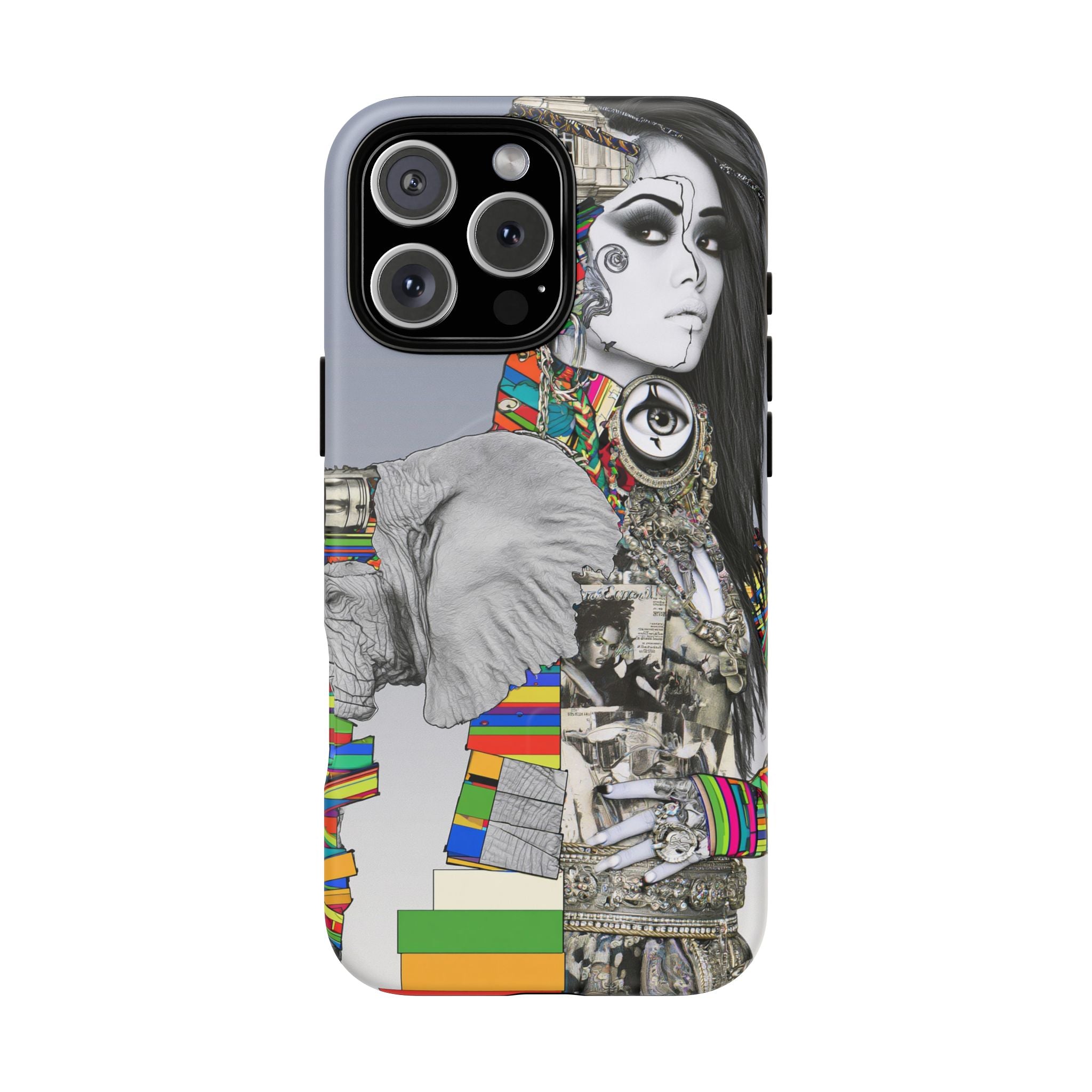 Artistic Elephant Collage Phone Case — Tough Magnetic Protective Cover