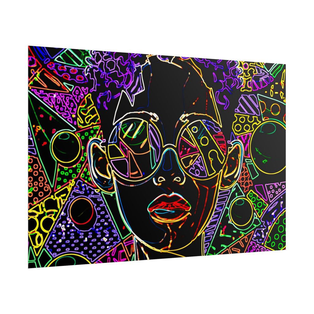 Afrofuturist Neon Portrait Poster