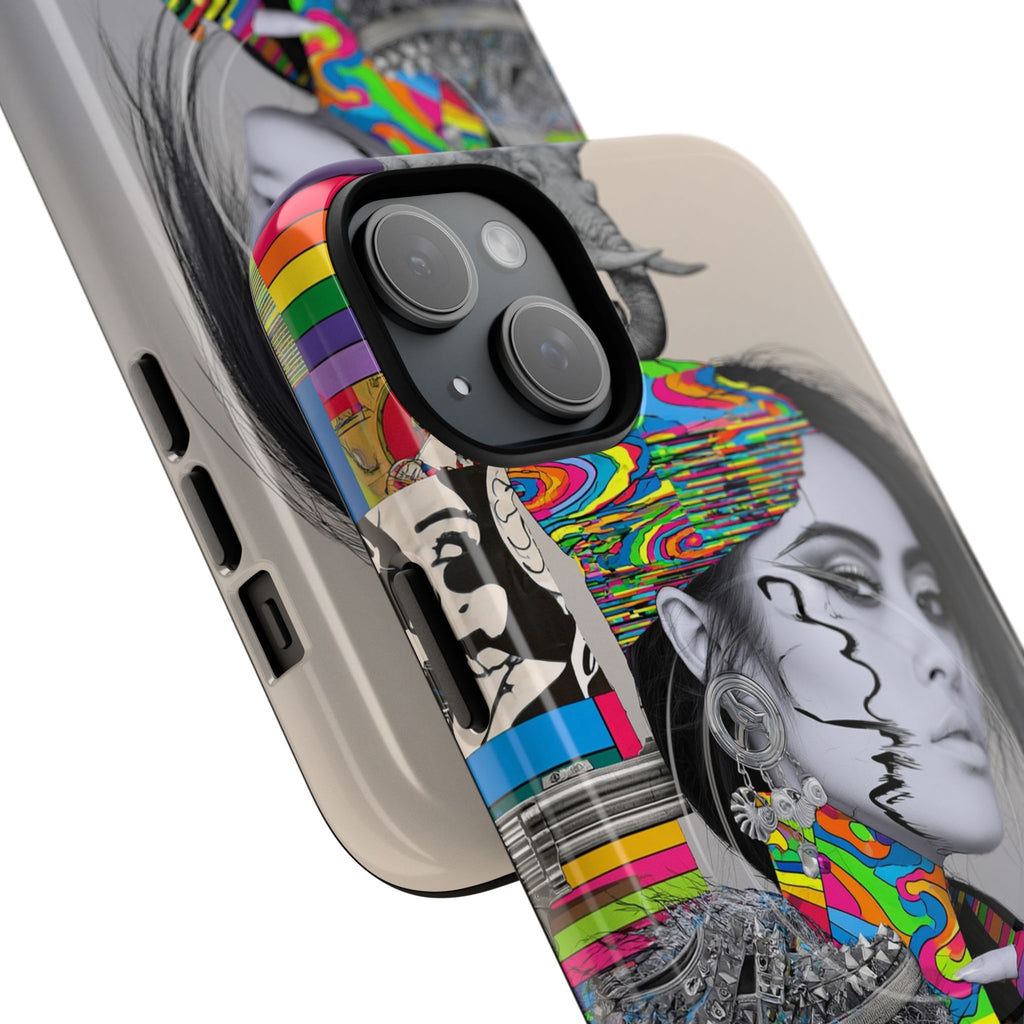 Phone Case - Colorful Glitch Portrait Tough Magnetic Case