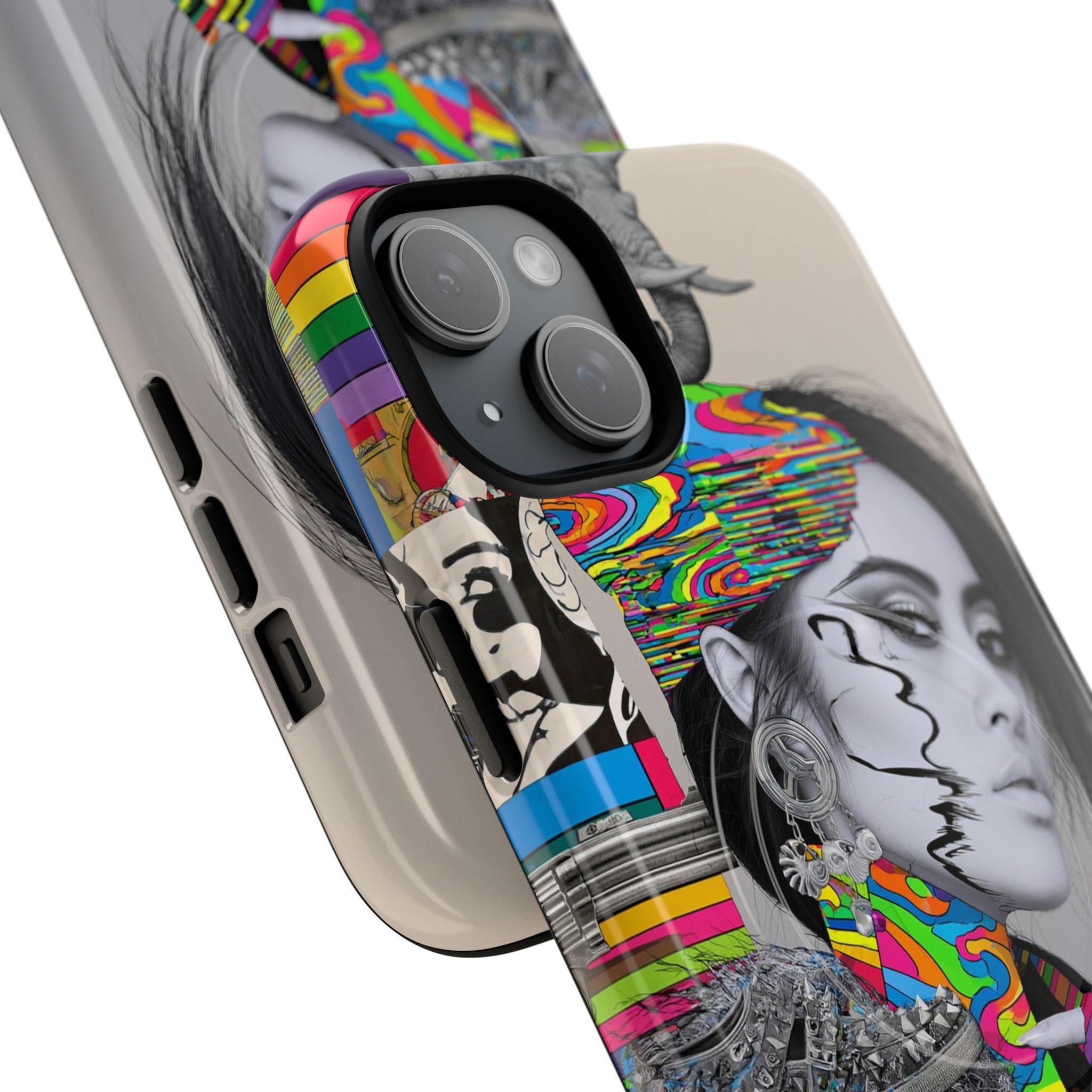 Phone Case - Colorful Glitch Portrait Tough Magnetic Case